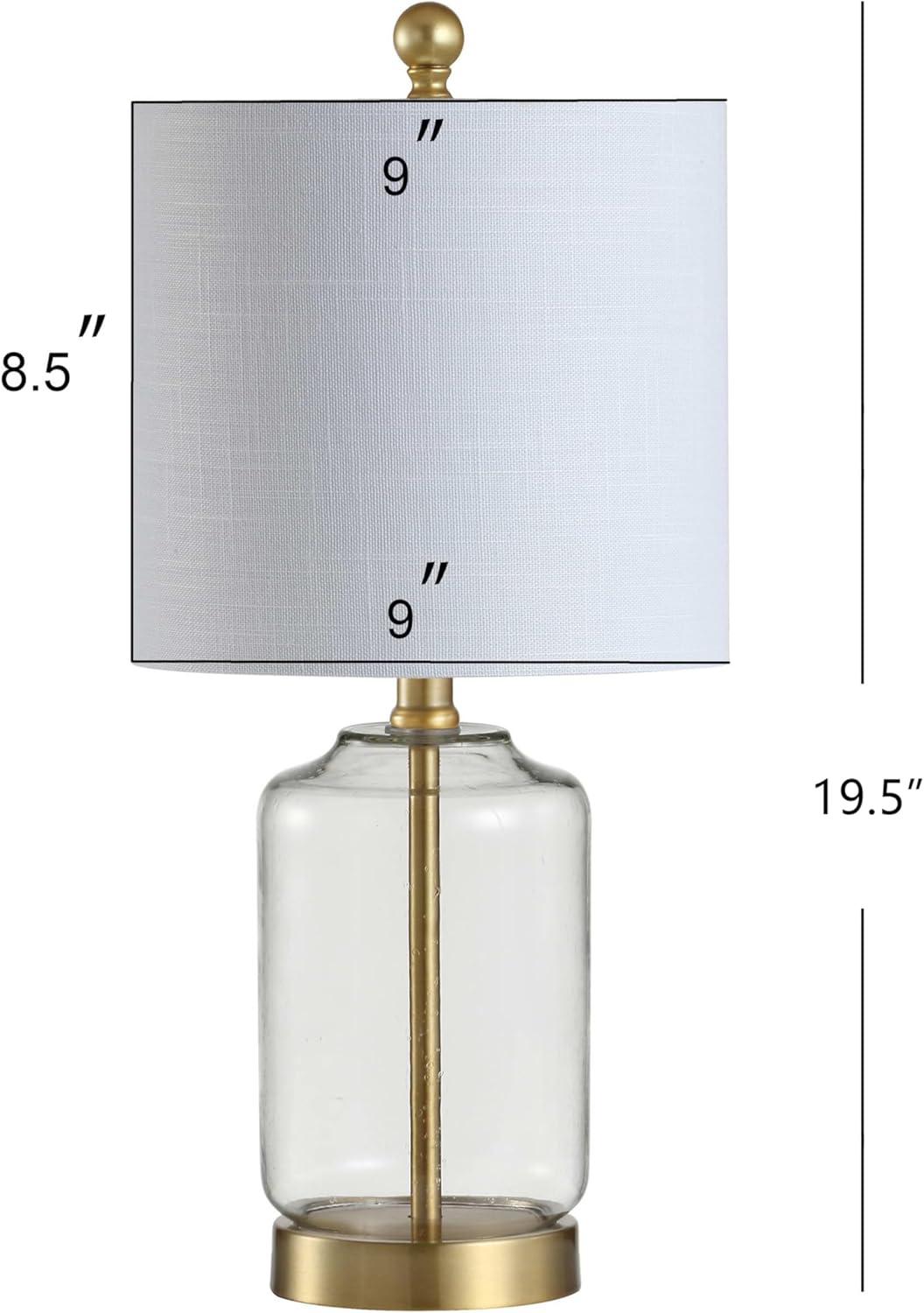 JONATHAN Y Duncan 19.5" Glass/Metal LED Table Lamp, Brass/Clear, JYL1033A