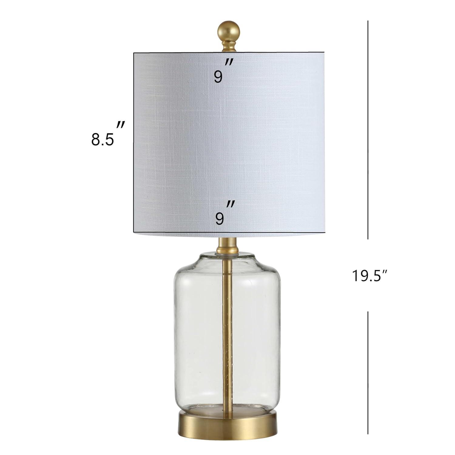 JONATHAN Y Duncan 19.5" Glass/Metal LED Table Lamp, Brass/Clear, JYL1033A