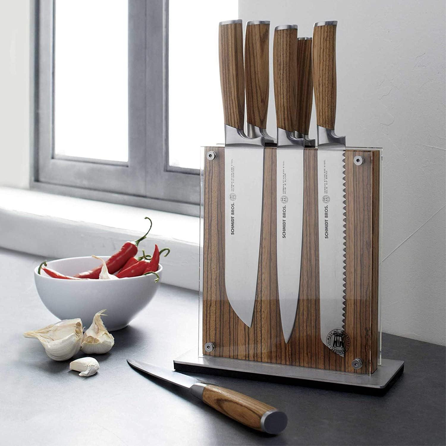Schmidt Brothers Cutlery Zebra Wood 7-Piece Knife Block Set