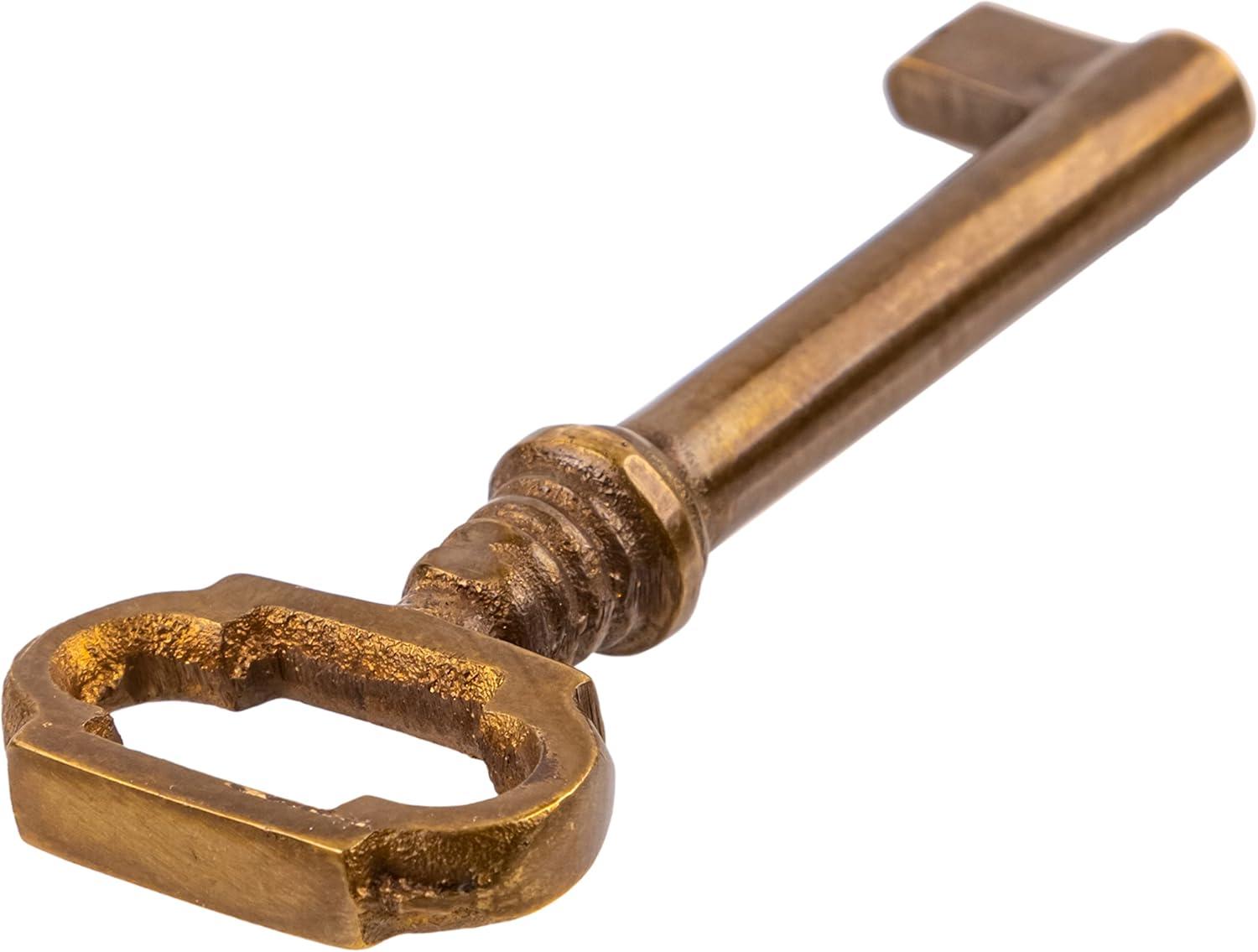 Brass Plated Hollow Barrel Skeleton Key for Antique Furniture