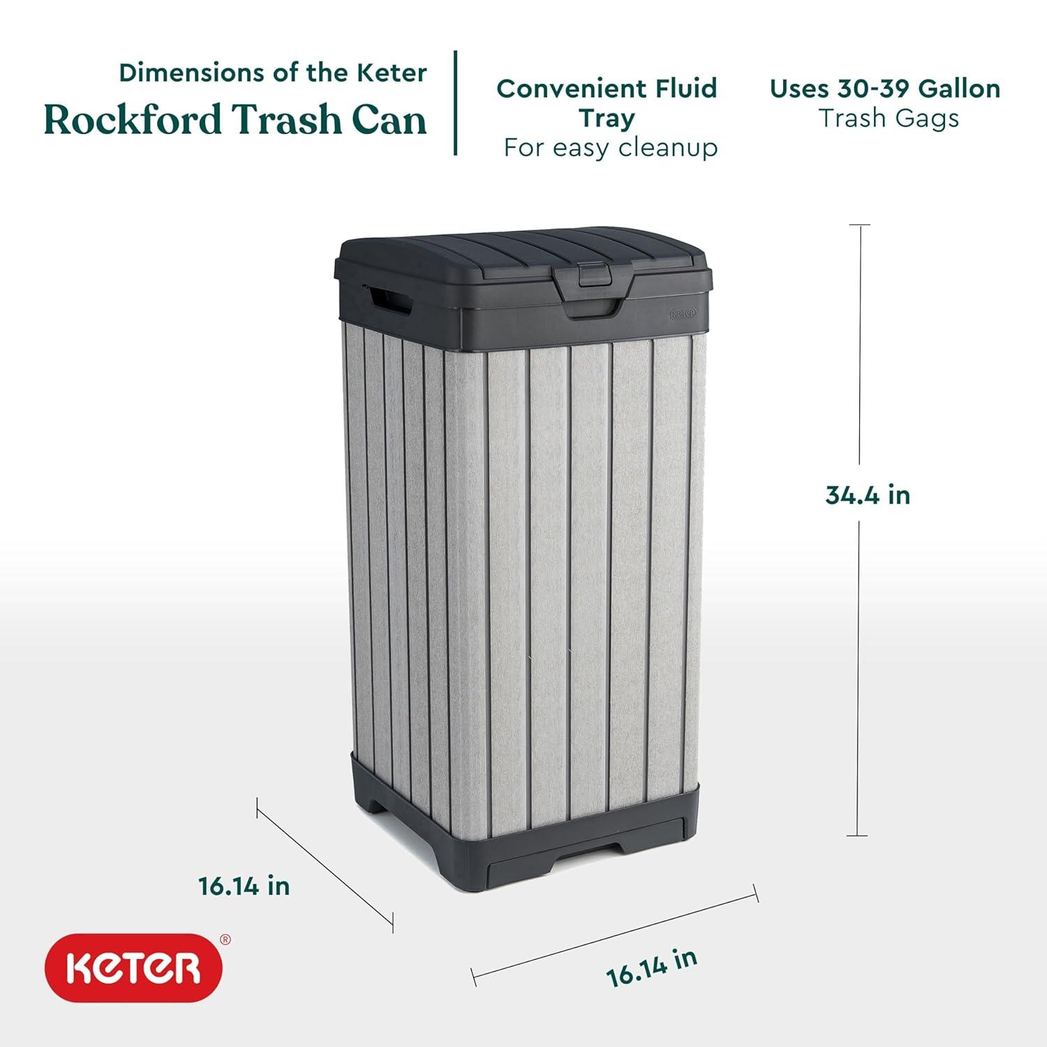 Gray Heavy Duty Plastic Outdoor Trash Can with Double Lid