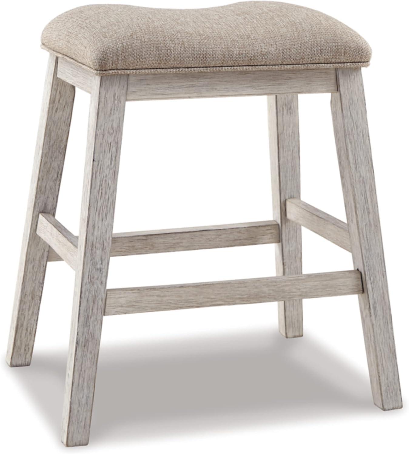 Signature Design By Ashley Skempton Modern 24" Counter Height Upholstered Barstool, 2 Count, Whitewash