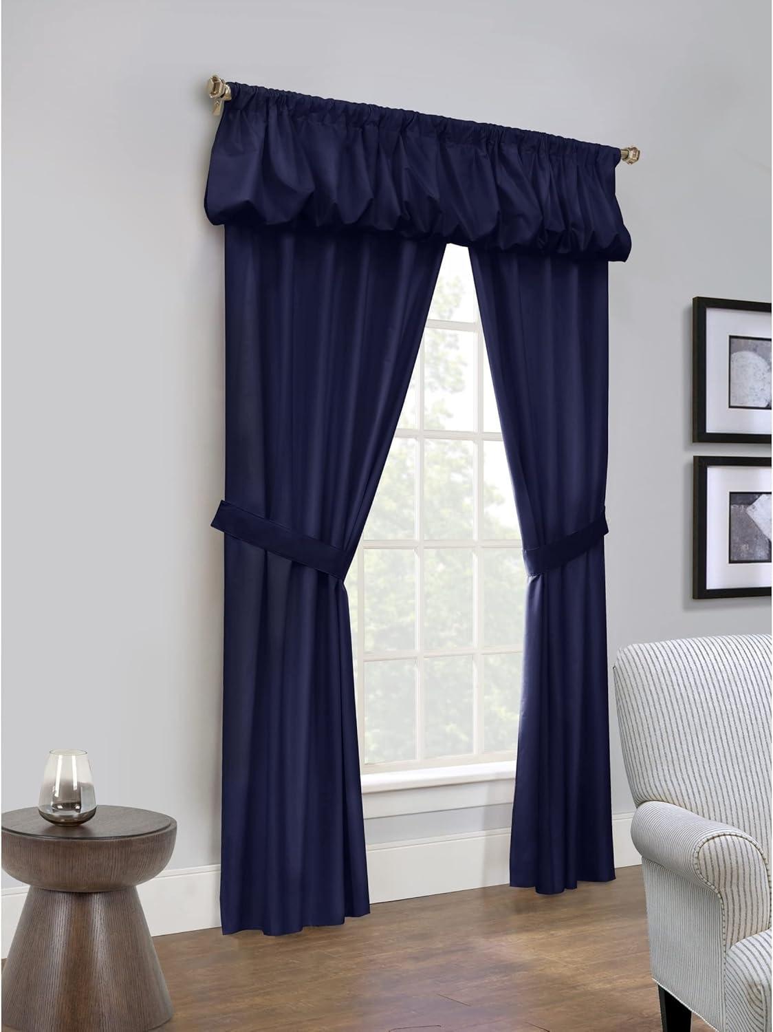 Commonwealth Thermalogic Prescott 5-Piece Window Covering Set With 3" Rod Pocket - 80"x63" - Navy