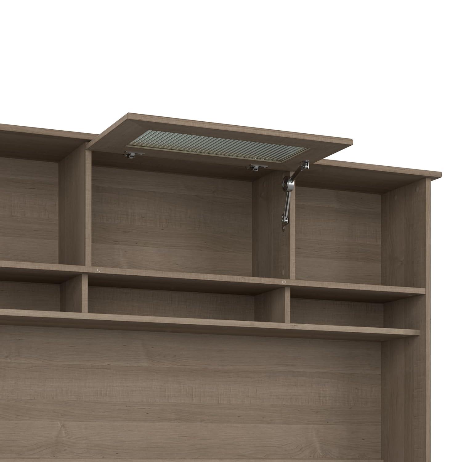 Cabot 60W Sit to Stand L Shaped Desk with Hutch in Modern Gray - Engineered Wood