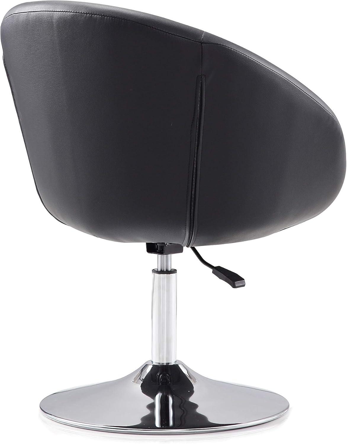 Black Faux Leather Swivel Chair with Chrome Base