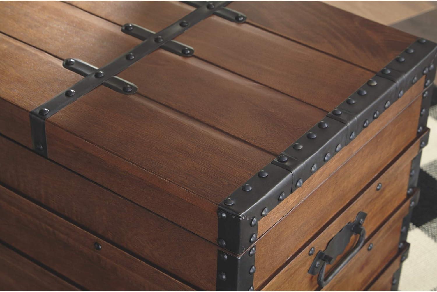 Kettleby Storage Trunk Brown - Signature Design by Ashley: Vintage-Inspired, Coffee Table, Farmhouse Decor