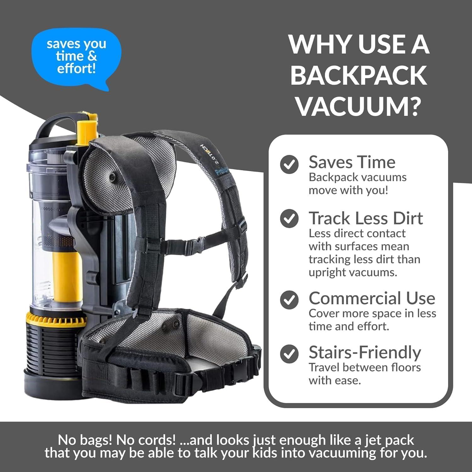 Prolux 2.0 Commercial Bagless Backpack Vacuum with Deluxe 1 1/2 inch Tool Kit - 2.0 Commercial