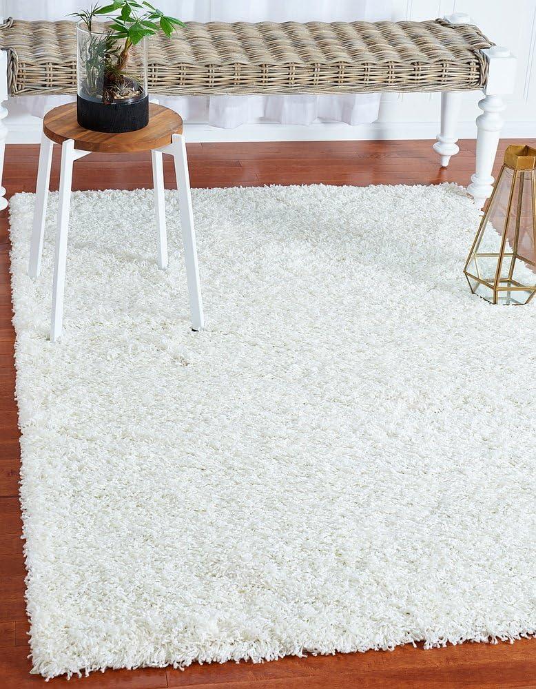 Unique Loom 4' 1 x 6' 1 Solid Shag Snow White Area Rug