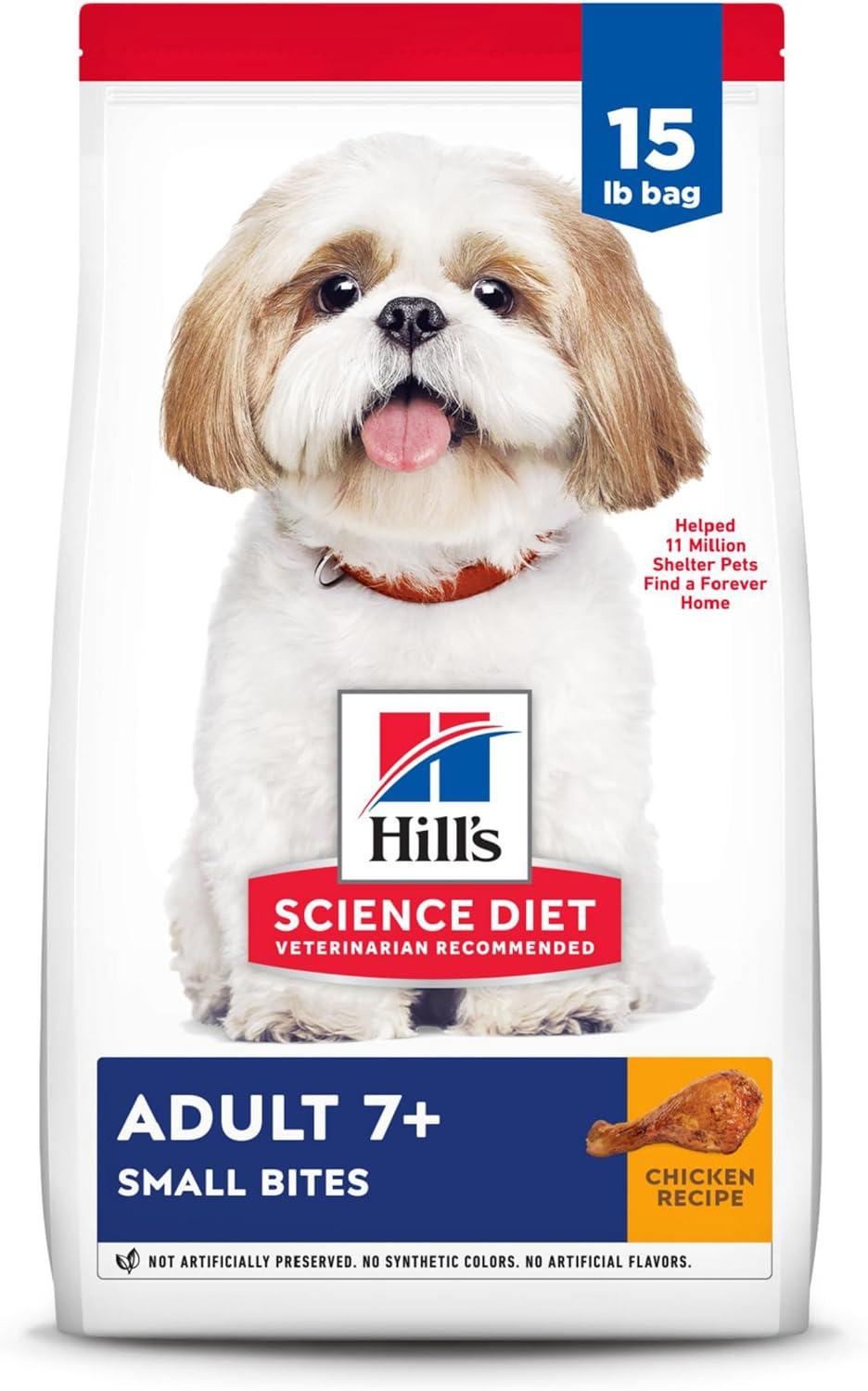 Hill's Science Diet Adult 7+ Small Bites Chicken Meal Dry Dog Food, 15 lb