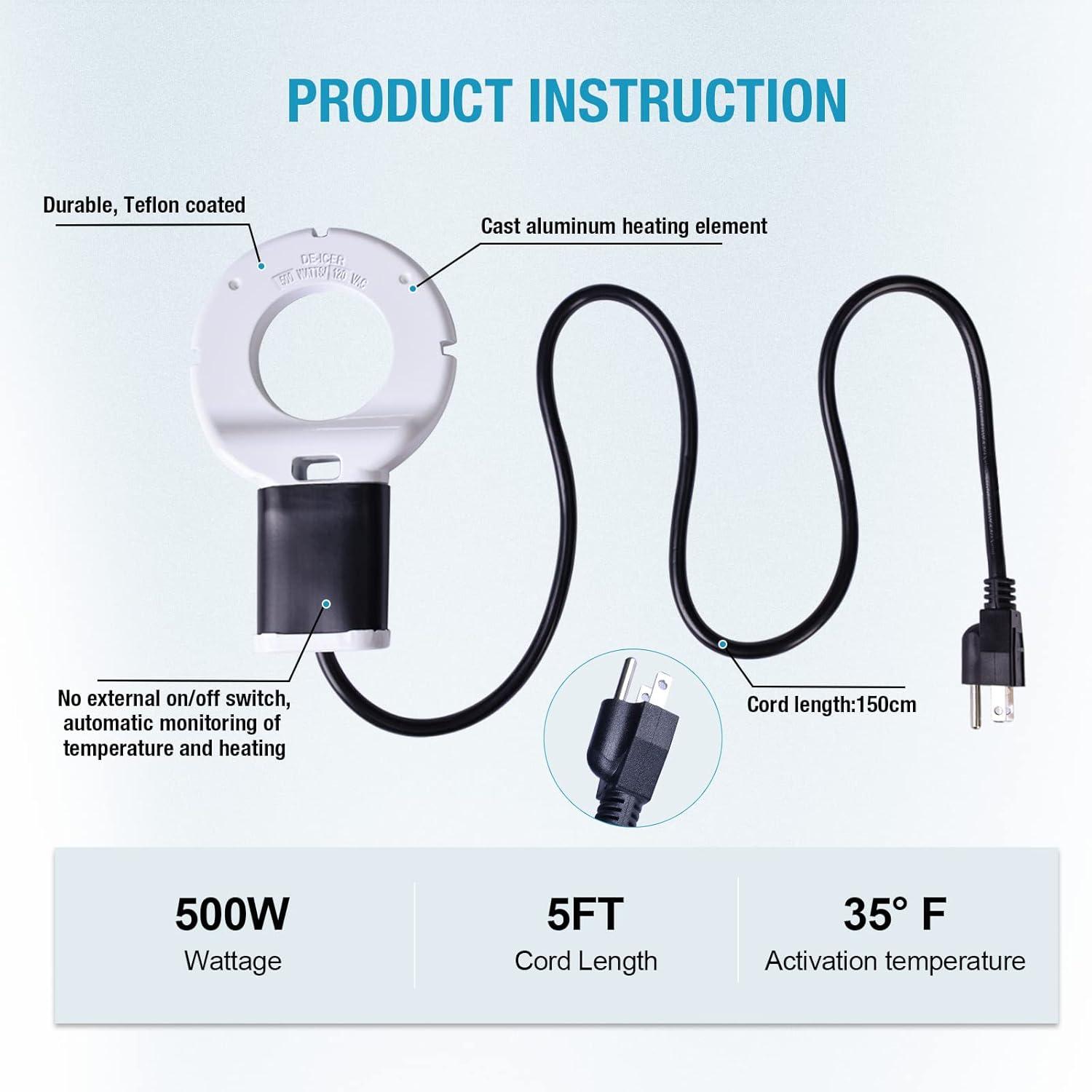 500W Black and White Aluminum Utility De-Icer