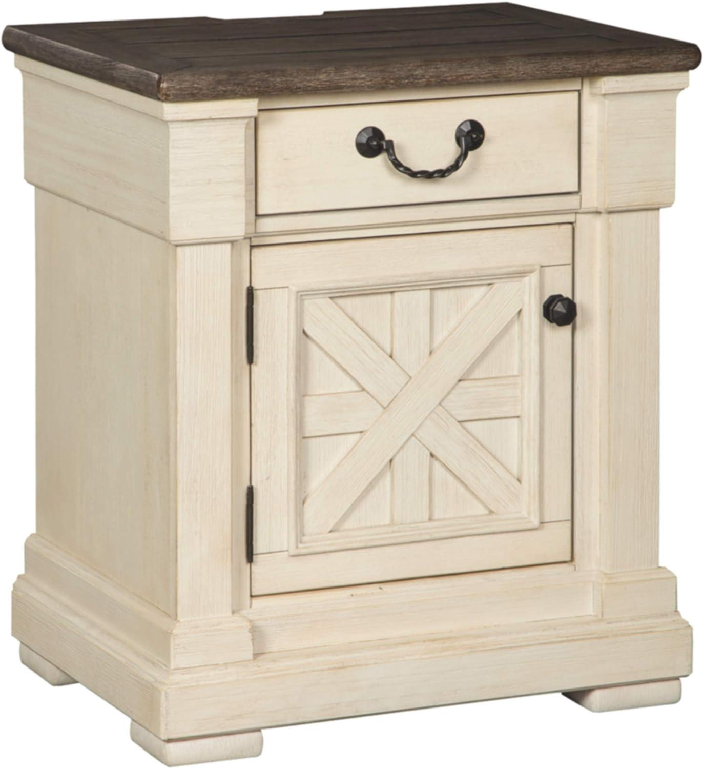 Bolanburg One Drawer Nightstand Antique White: Farmhouse Style with USB Ports - Signature Design by Ashley