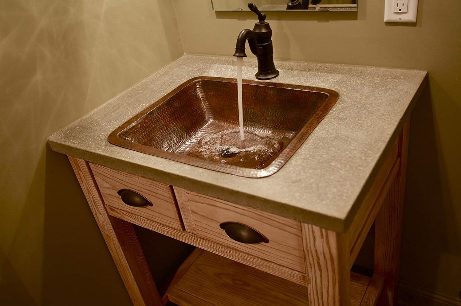 19" Rectangle Under Counter Hammered Copper Bathroom Sink