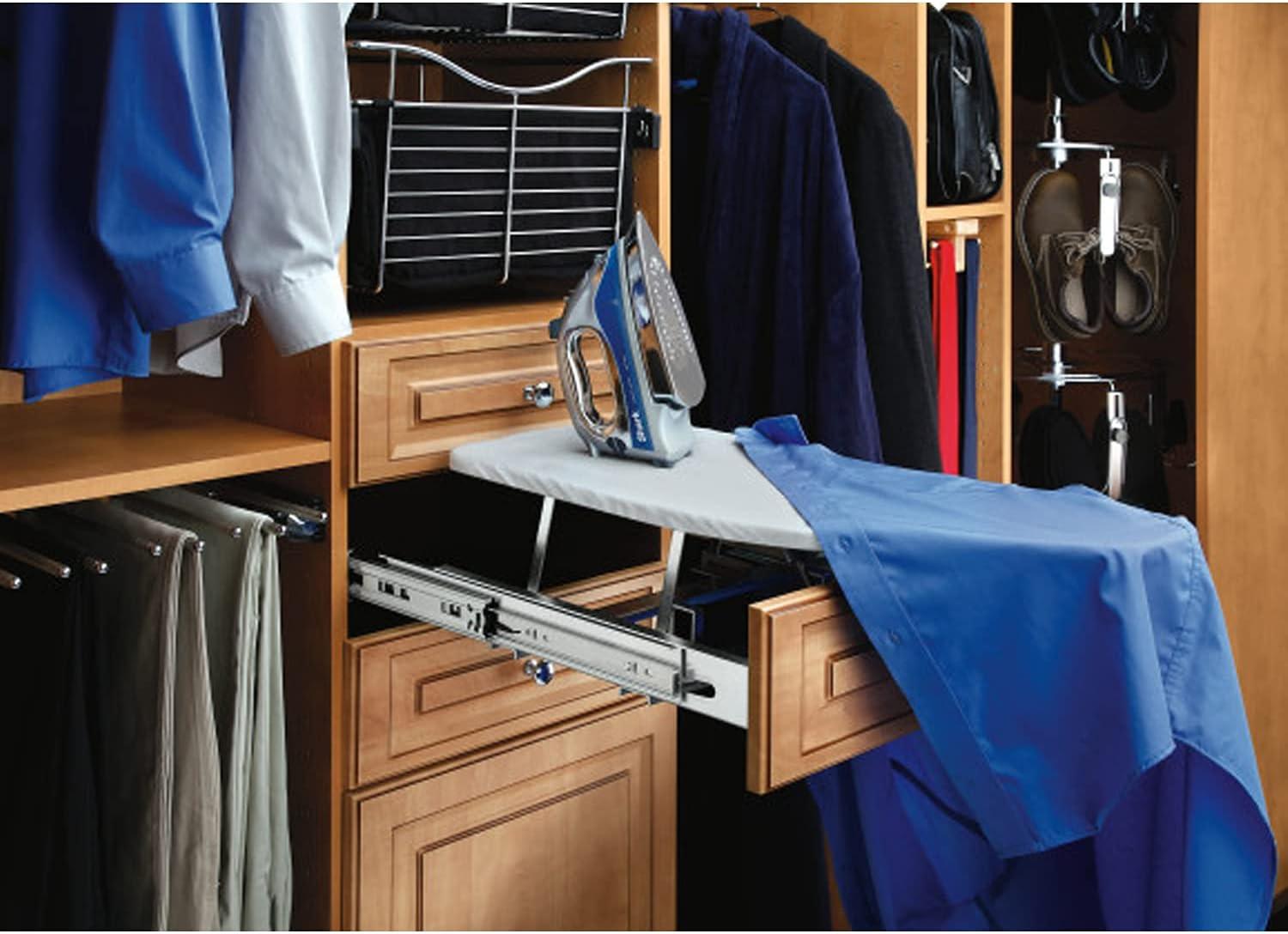 Chrome Pull-Out Foldaway Ironing Board for Cabinet Drawer