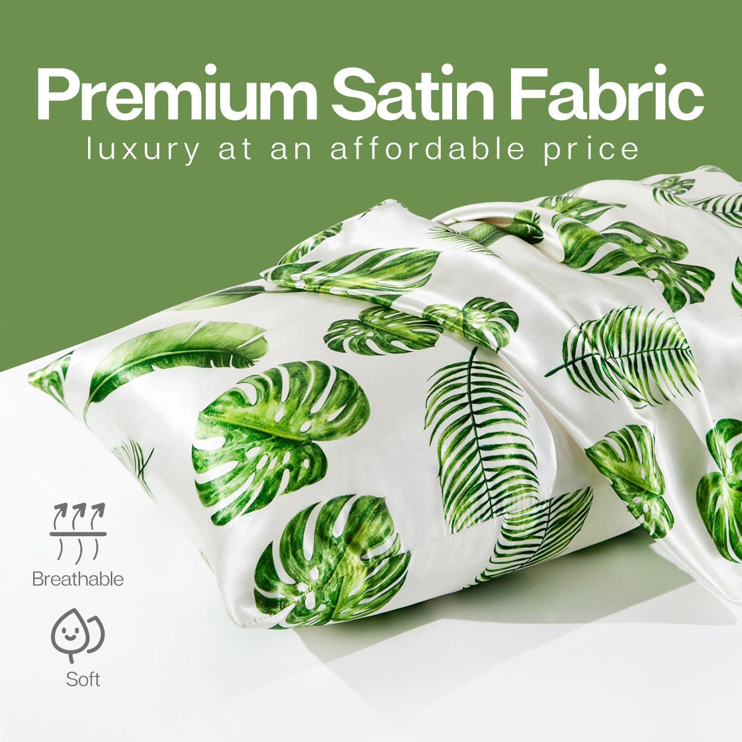 ANMINY Satin Pillowcase Set of 2 Standard Silk Bedding Pillowcases 26" x 20" Pillow Cover, White