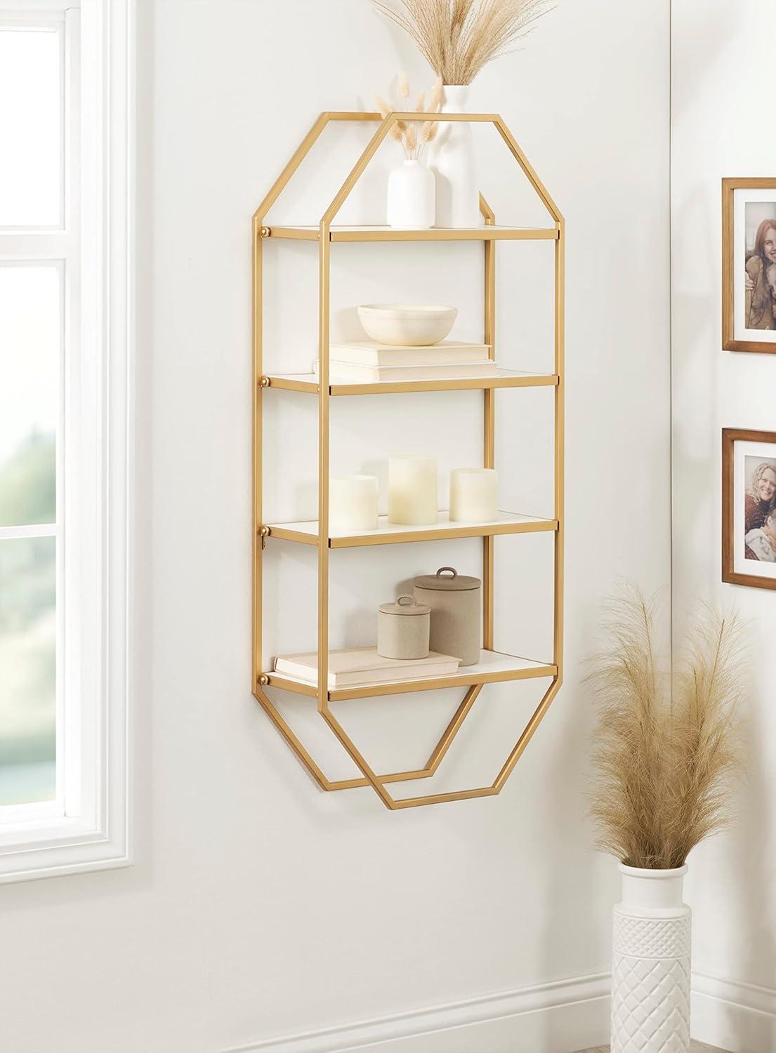 Kate and Laurel Adela Octagon Wood and Metal Shelf