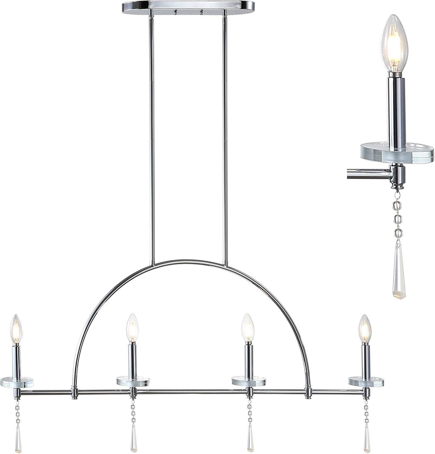 Doris 41" 4-light Linear Metal/Crystal LED Pendant, Chrome