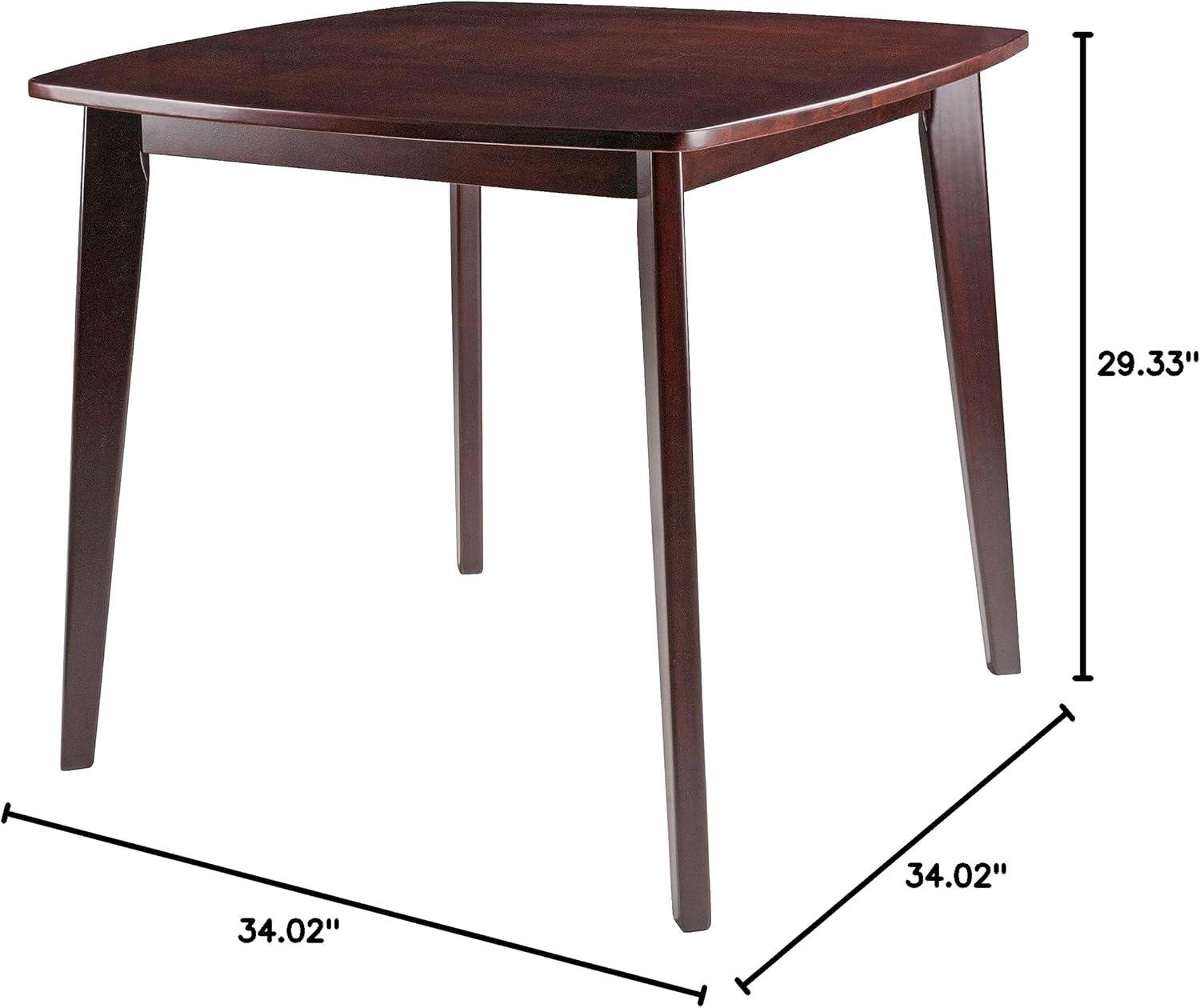 Pauline Dining Table Walnut - Winsome: Solid Wood, Square Shape, Seats 4