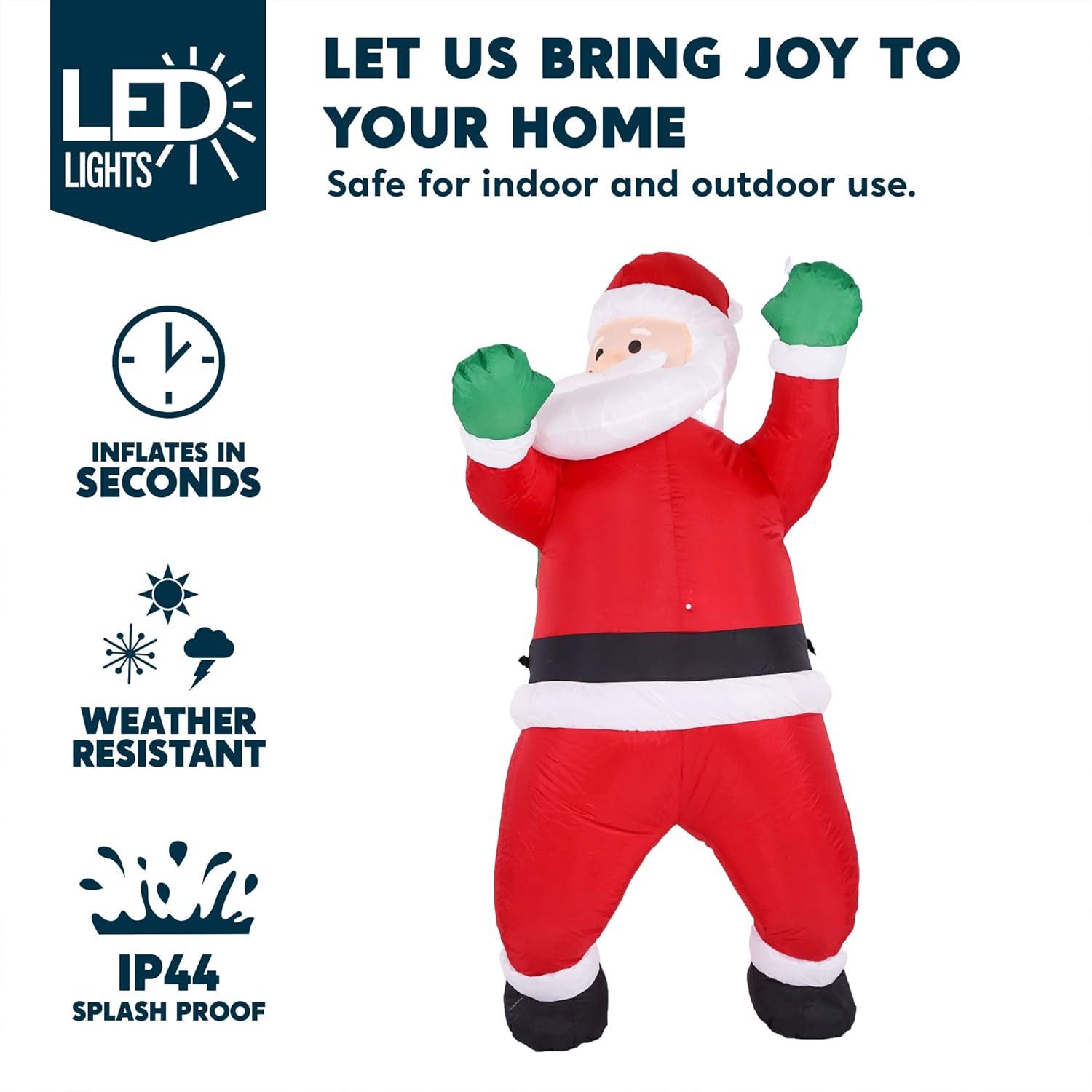 JOYFY 5.5 FT Christmas Inflatable Hanging Climbing Santa with Gift Bag Decorations for Xmas Party, Outdoor, Yard, Garden, Lawn Winter Decoration