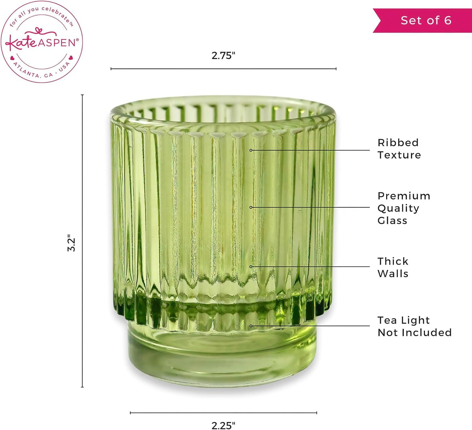 Ribbed Glass Votive Candle Holder (Set of 6)