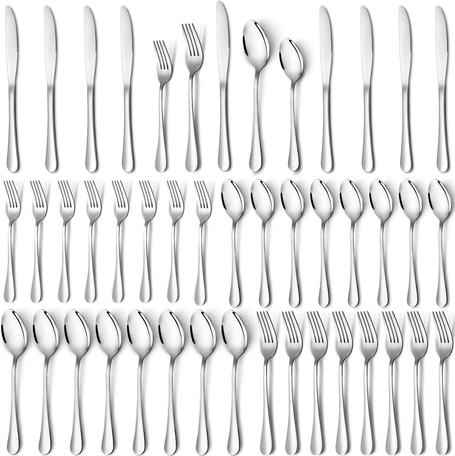 40-Piece Polished Stainless Steel Flatware Set for 8