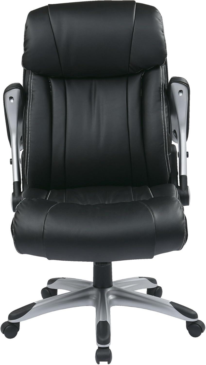 Bonded Leather Office Chair in Silver and Black