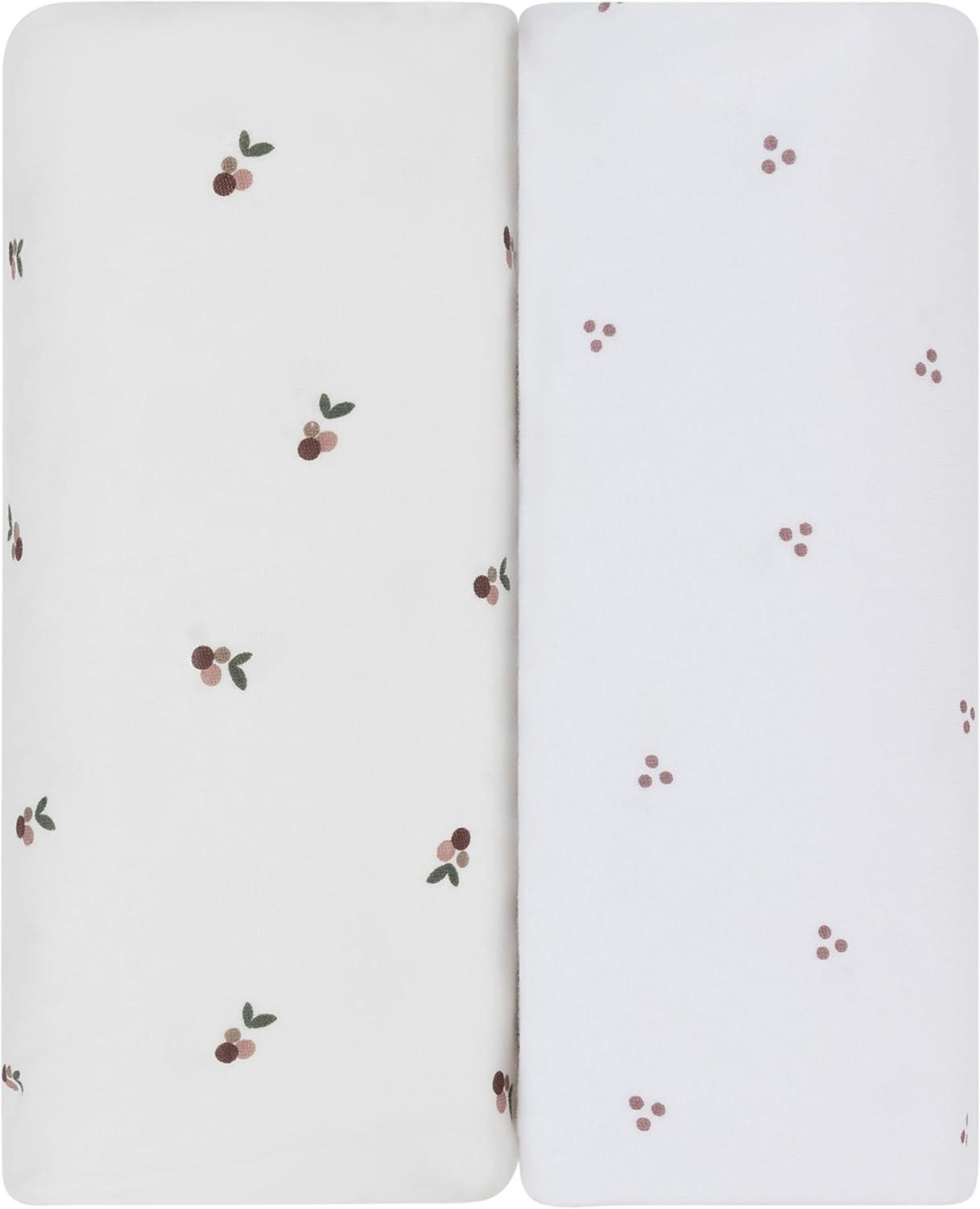 Ely's & Co. Waterproof Crib Sheets -Berry and Cluster Dot Blue 2 Pack