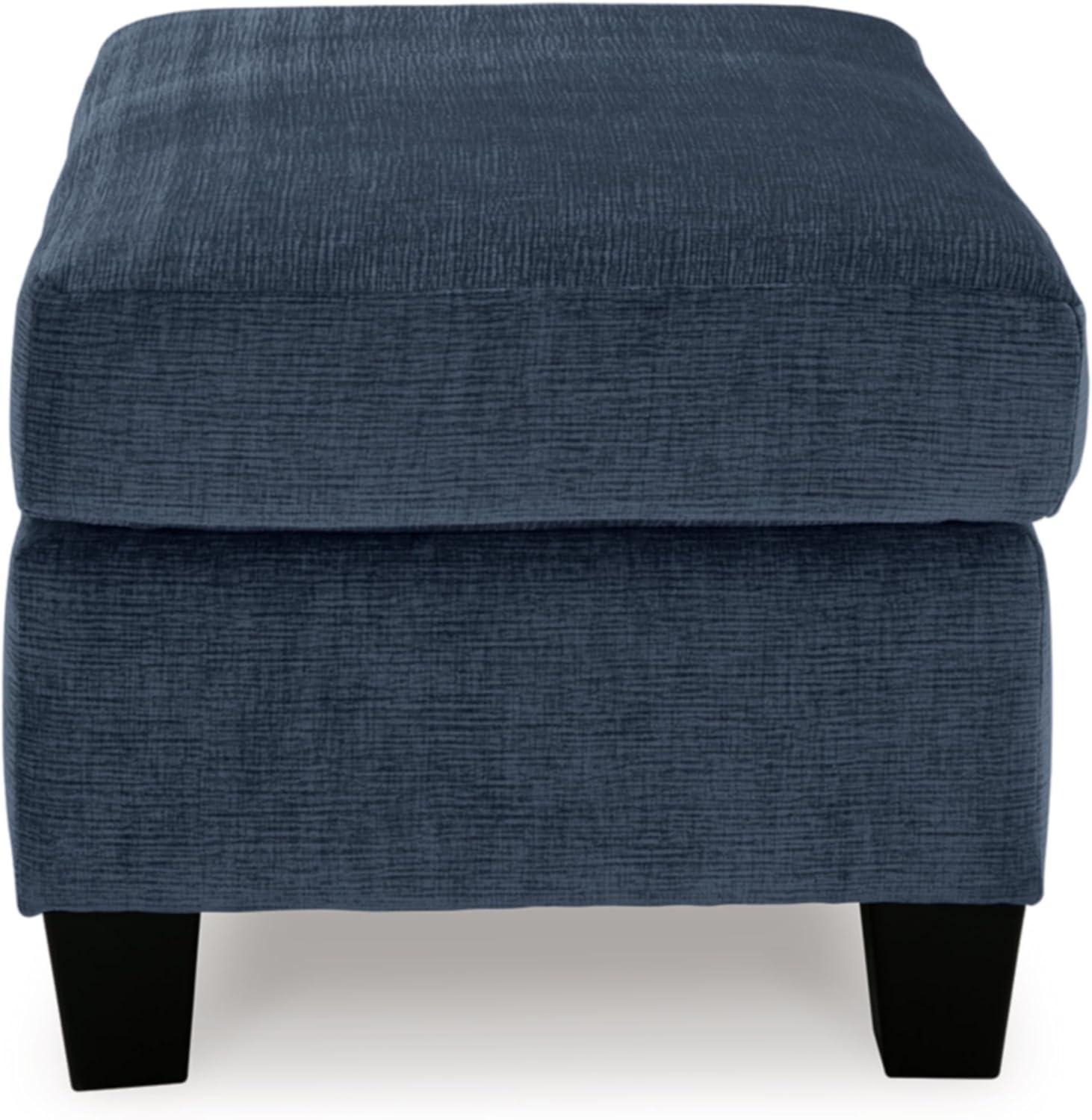 Blue Upholstered Rectangular Storage Ottoman