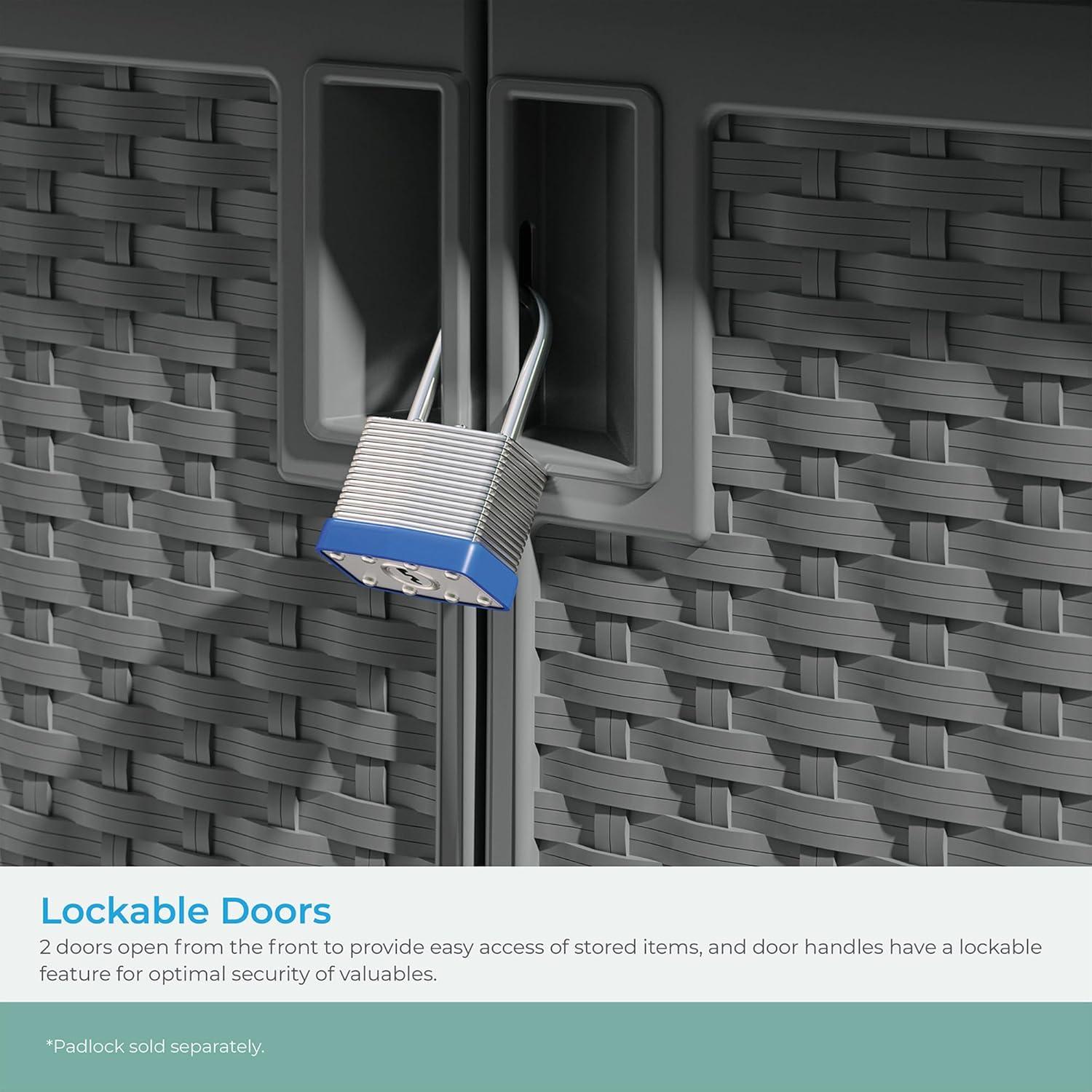 Suncast Suncast 97 Gallon Resin Lockable Cabinet Deck Box in Gray