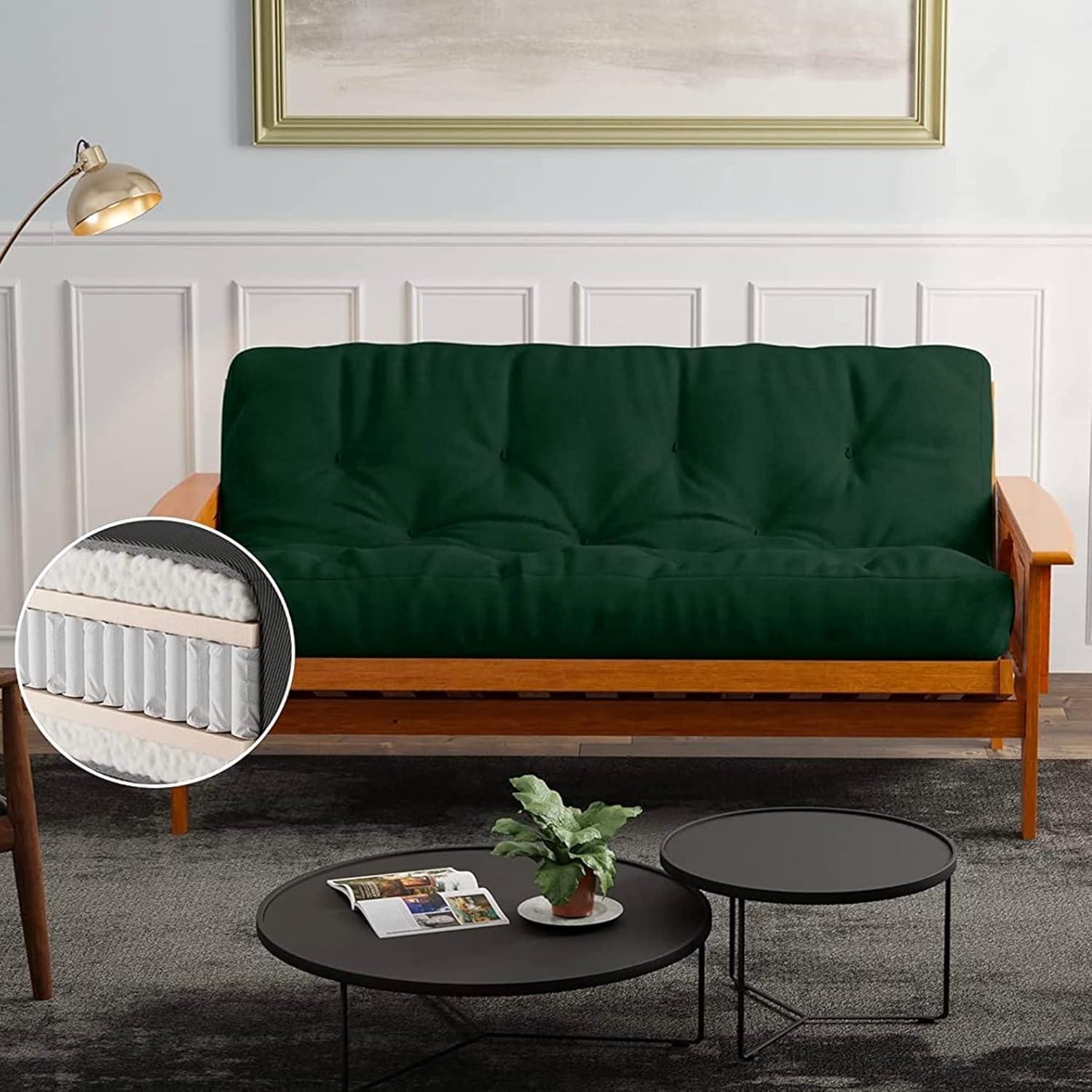 Loosh Home 10" Pocket Coil Futon Mattress. Mattress only. Frame not included. Dark Green - Full