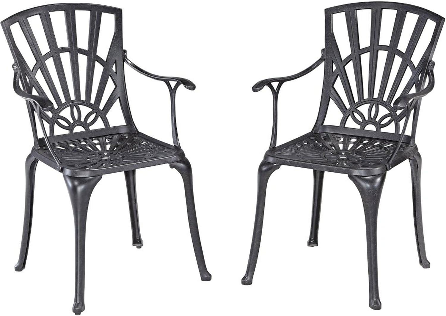 Homestyles Grenada Aluminum Outdoor Chair Pair in Charcoal