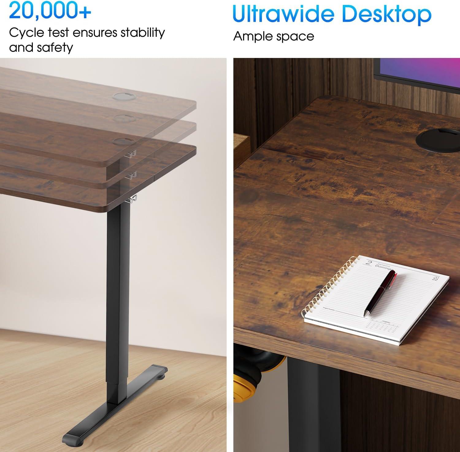 FDW 40/48/55 Adjustable Height Standing Desk Computer Desk with Large Space Office Desk with Electric Lifting and 2 Memory Function