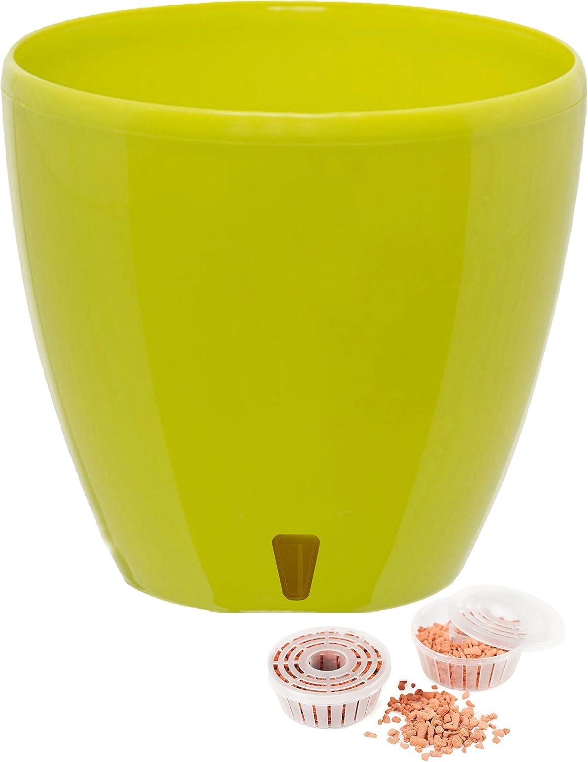 Lime Green 10-inch Plastic Self-Watering Planter