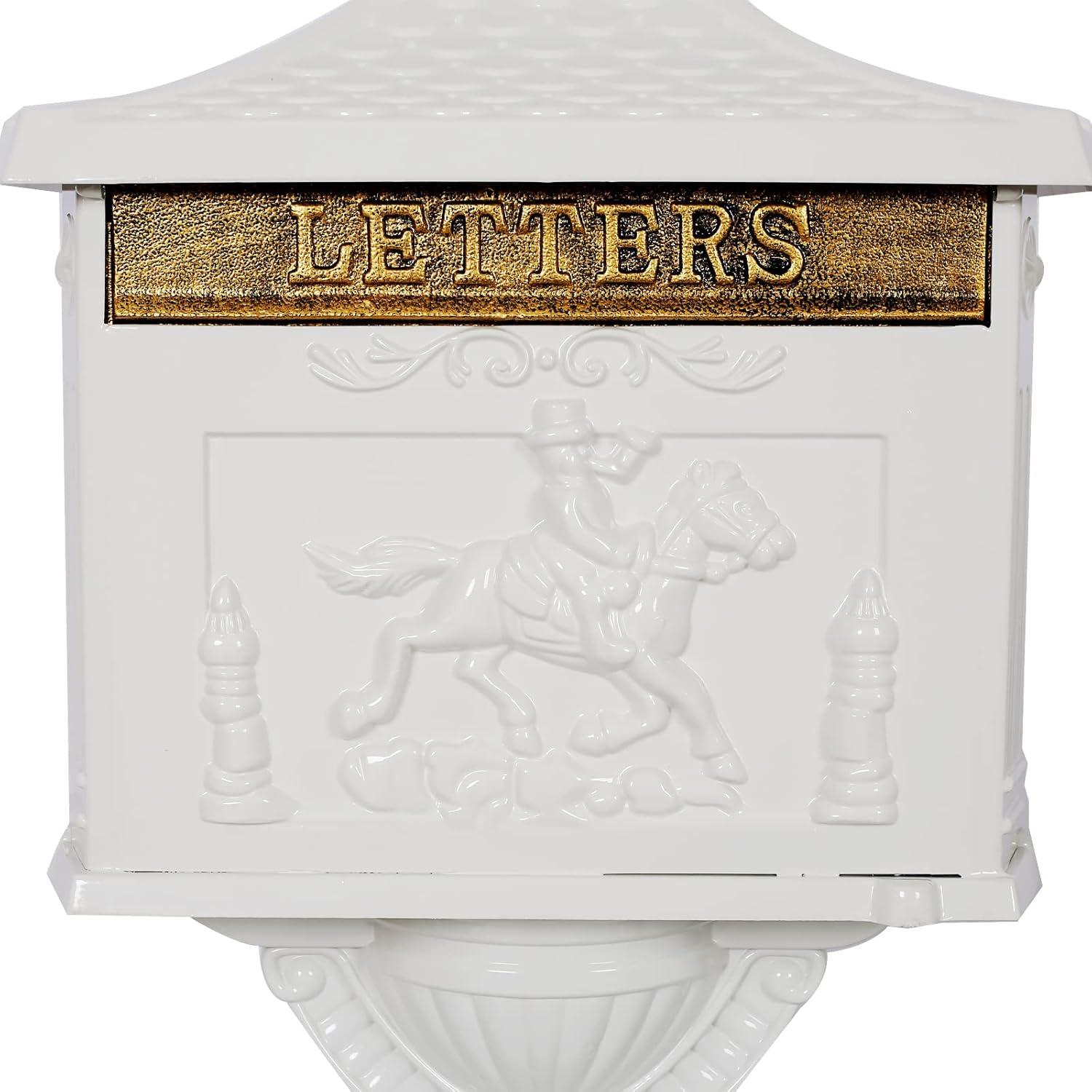 White Lockable Cast Aluminum Pedestal Mailbox