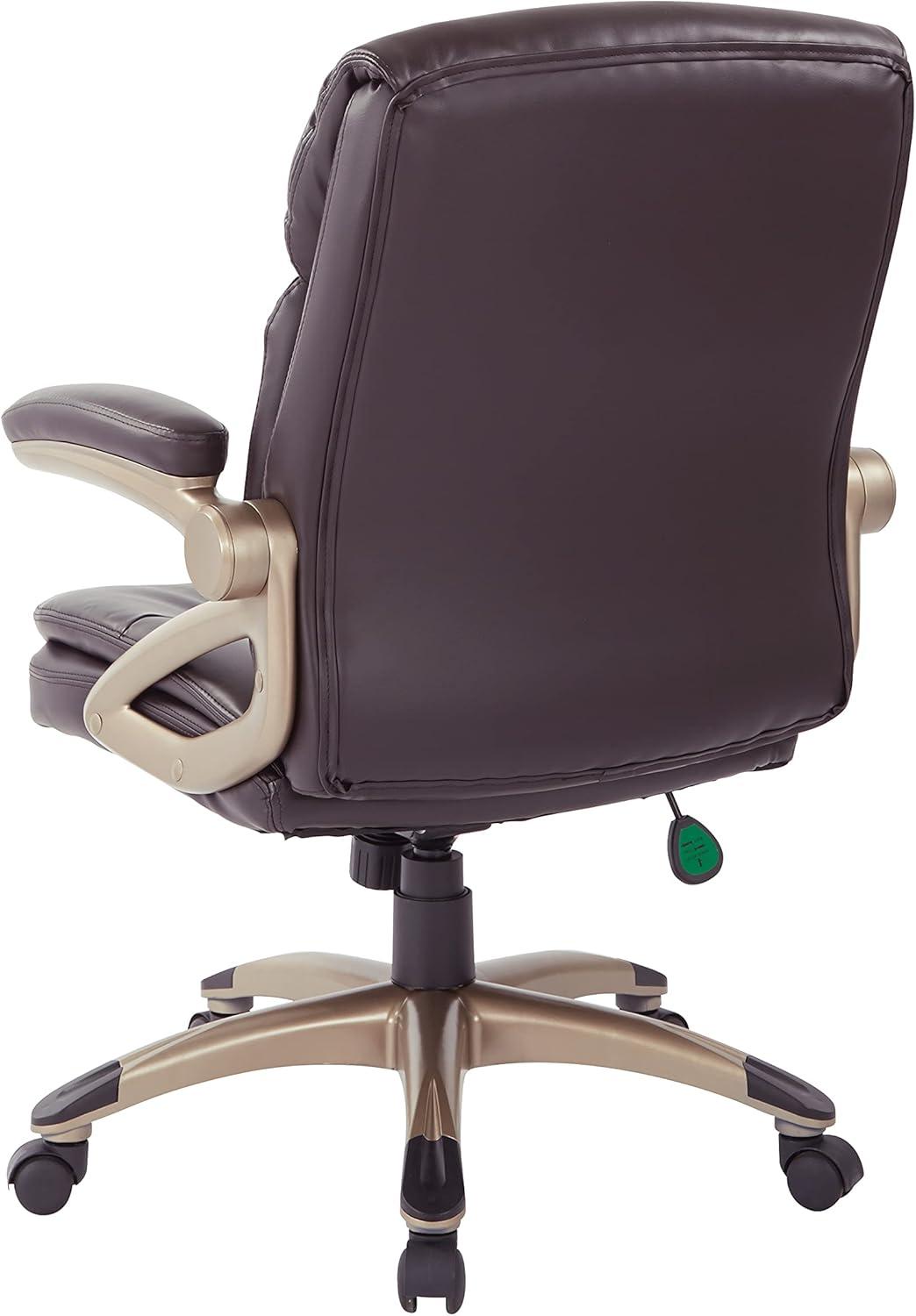 Executive Low Back Chair in Espresso Bonded Leather with Cocoa Accents