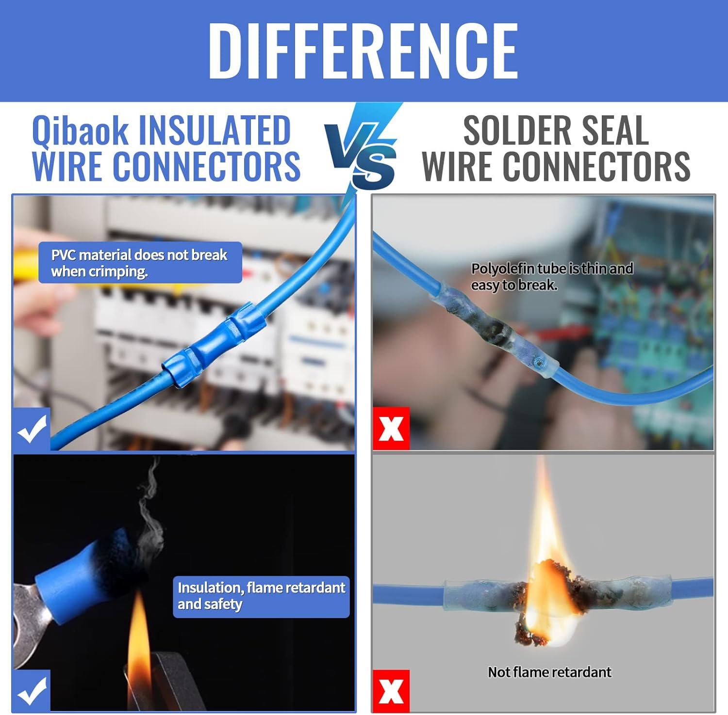 Qibaok 1500pcs Wire Connectors - Insulated Electrical Wire Terminals (Copper) - Ring, Butt, Spade, Fork Connector Kit - Red, Blue, Yellow