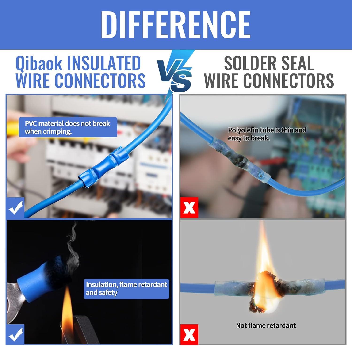 Qibaok 1500pcs Wire Connectors - Insulated Electrical Wire Terminals (Copper) - Ring, Butt, Spade, Fork Connector Kit - Red, Blue, Yellow