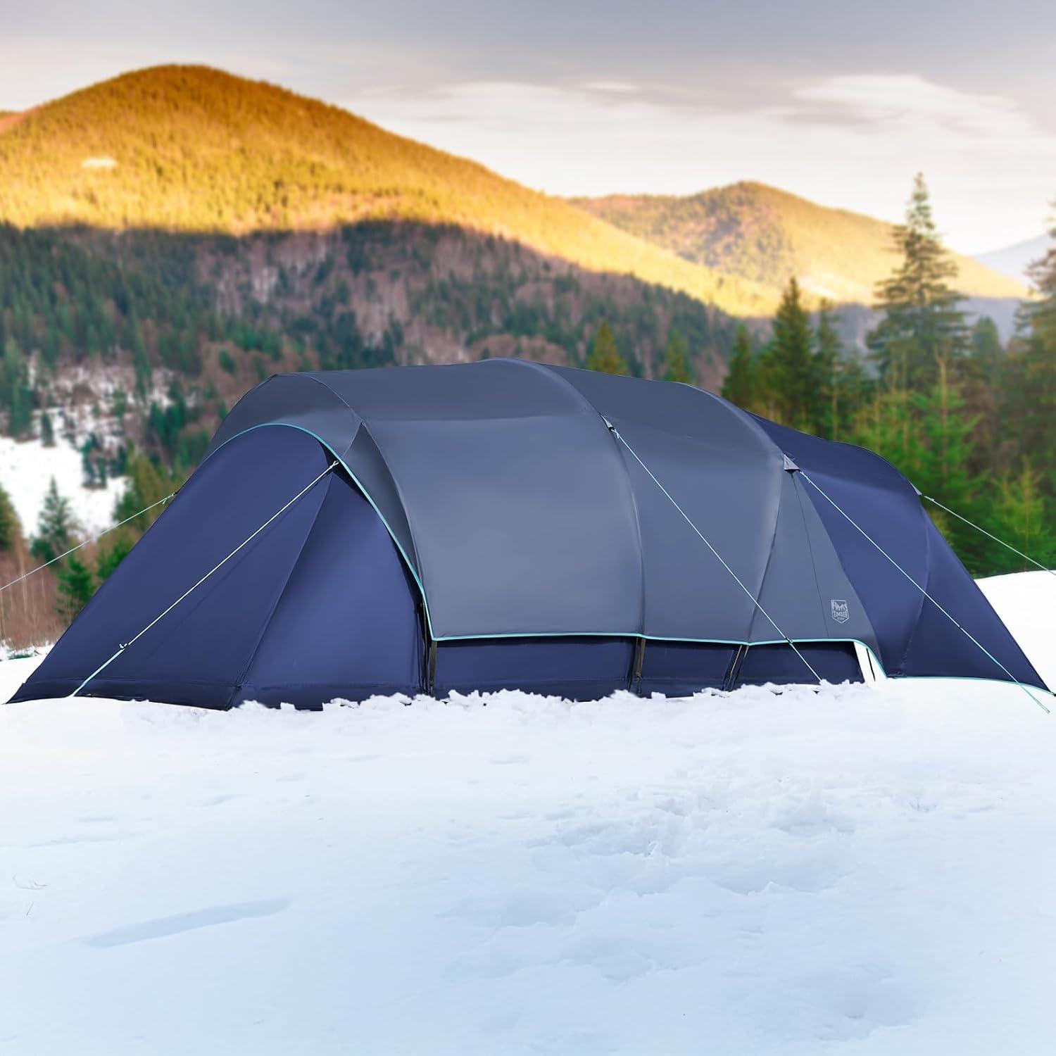 Blue 8-Person Two-Room Cabin Tent with Carry Bag