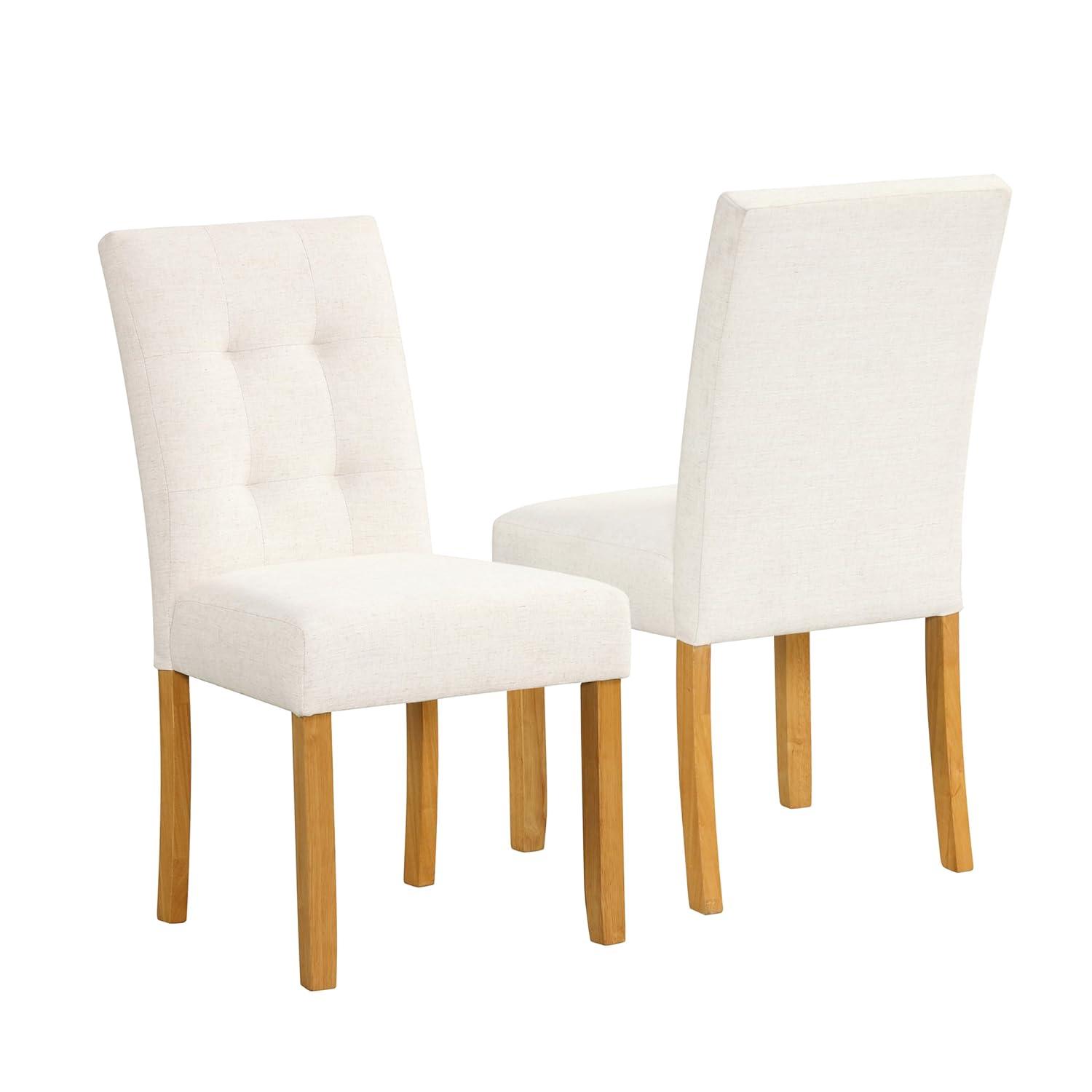 HomePop Set of 2 Tufted Back Dining Chairs Cream: Upholstered, Plywood Frame, 300lbs Capacity