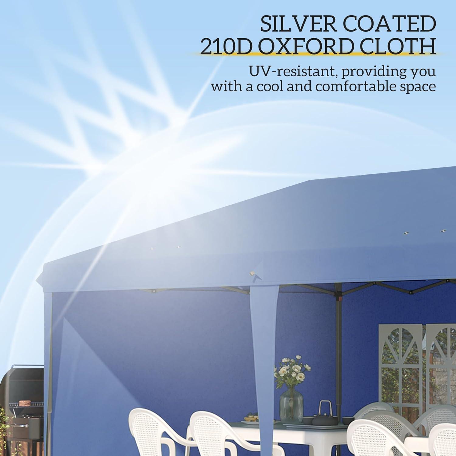 Outsunny 10' x 20' Heavy Duty Pop Up Canopy Party Tent with 4 Removable Sidewalls, Outdoor Cabana Gazebo with Carry Bag, Weather Protection, White