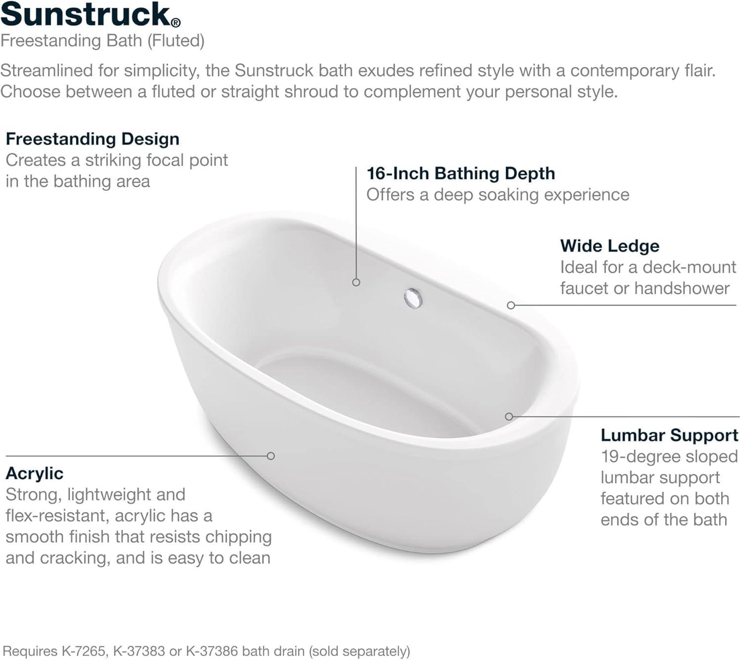 Sunstruck® Freestanding 65.5" x 35.5" Soaking Bathtub