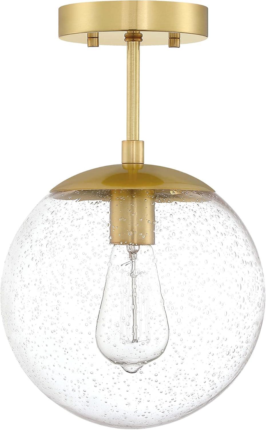 Design House 588517-SG Gracelyn Modern Indoor Dimmable Semi-Flush Ceiling Light with Clear Seedy Glass Globe Shade for Kitchen Hallway Bedroom, Satin Gold