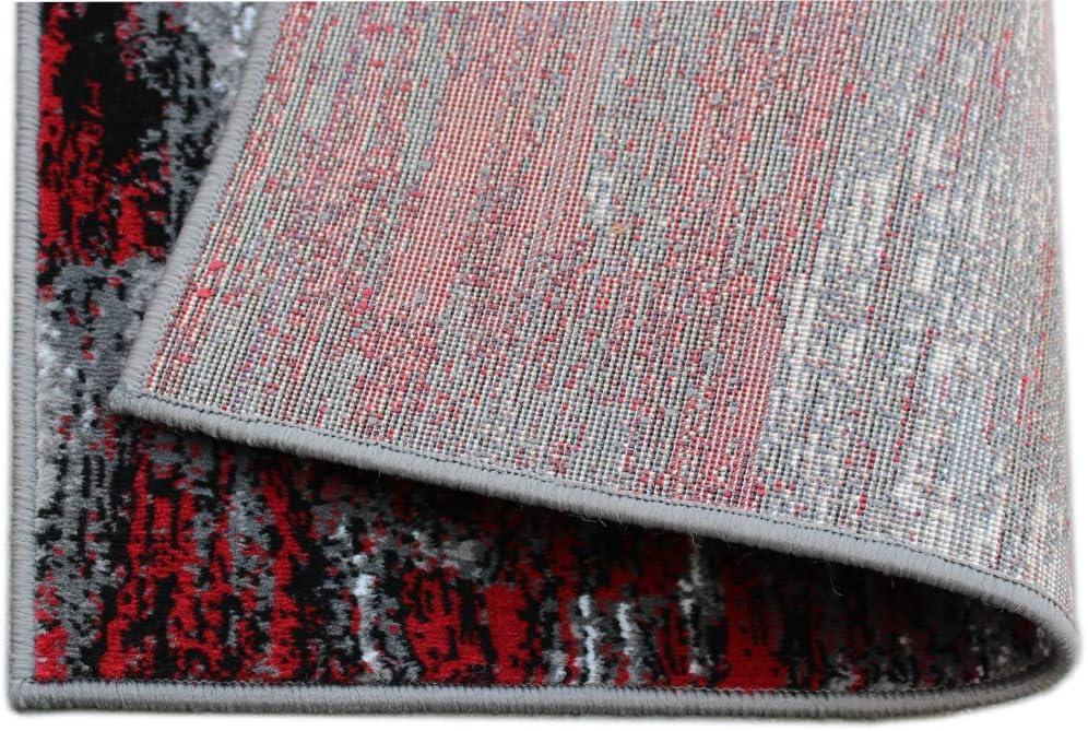 Masada Rugs 2'x3' Modern Contemporary Ombre Area Rug Mat in Red, Gray and Black - Design Trz863