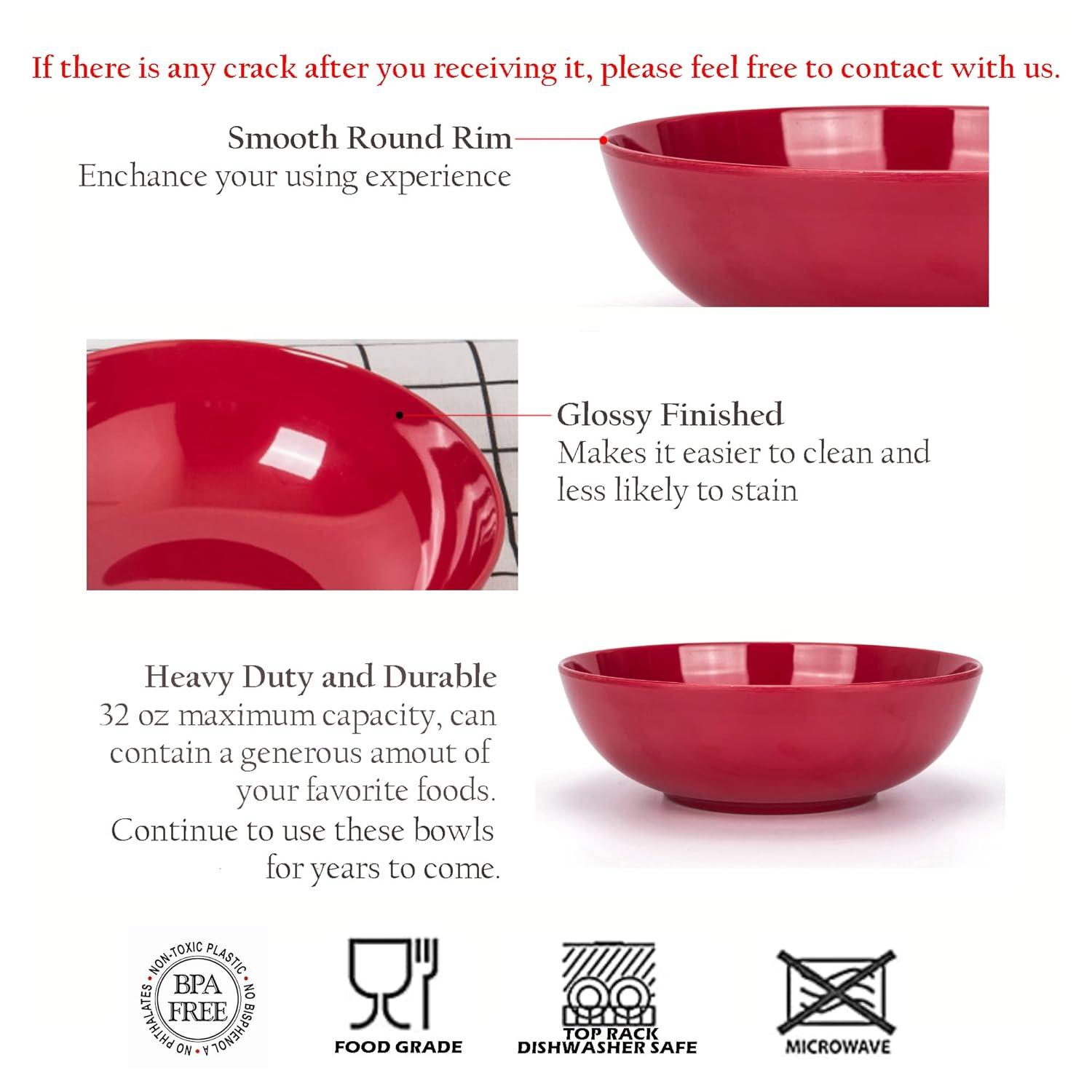 KX-Ware 7.5 inch Melamine Pasta and Salad Bowl, Set of 6 Multicolor