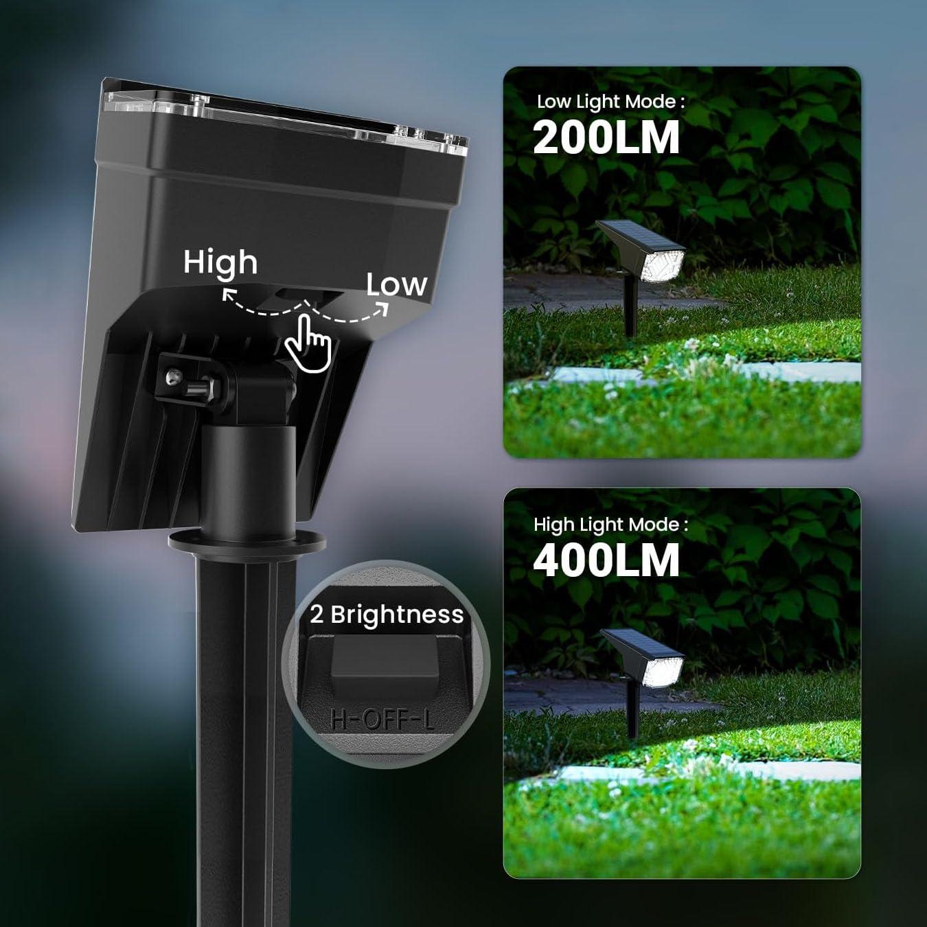 4 Pack Solar Spotlight Outdoor, 64 LEDs 1000 lumens Solar Outdoor Lights Waterproof, IP66 Solar Lights Outdoor Waterproof Landscape Spot Lights Wall Garden Lights for Yard Outdoor Solar Lights