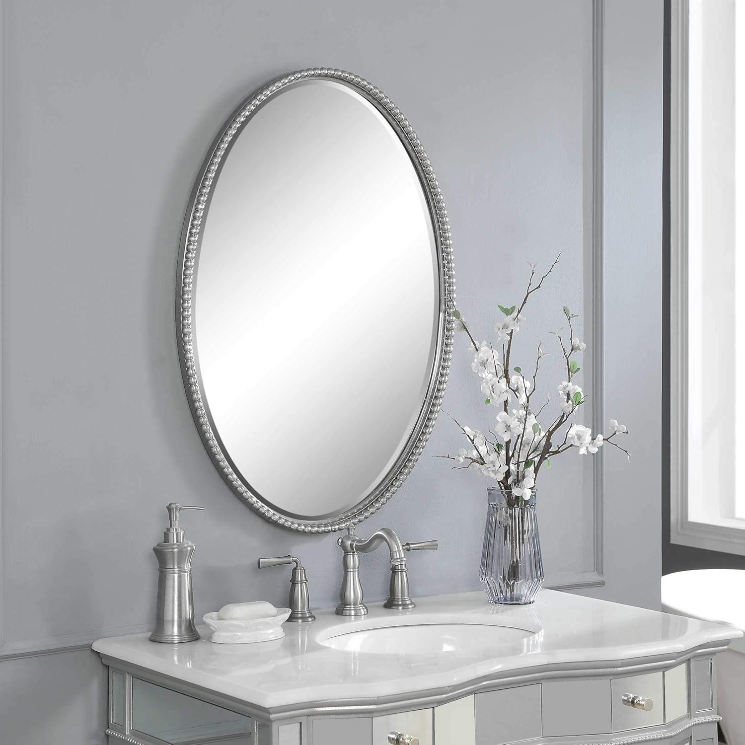 HN Home Hanford Transitional Nickel Finish Oval Beveled Mirror