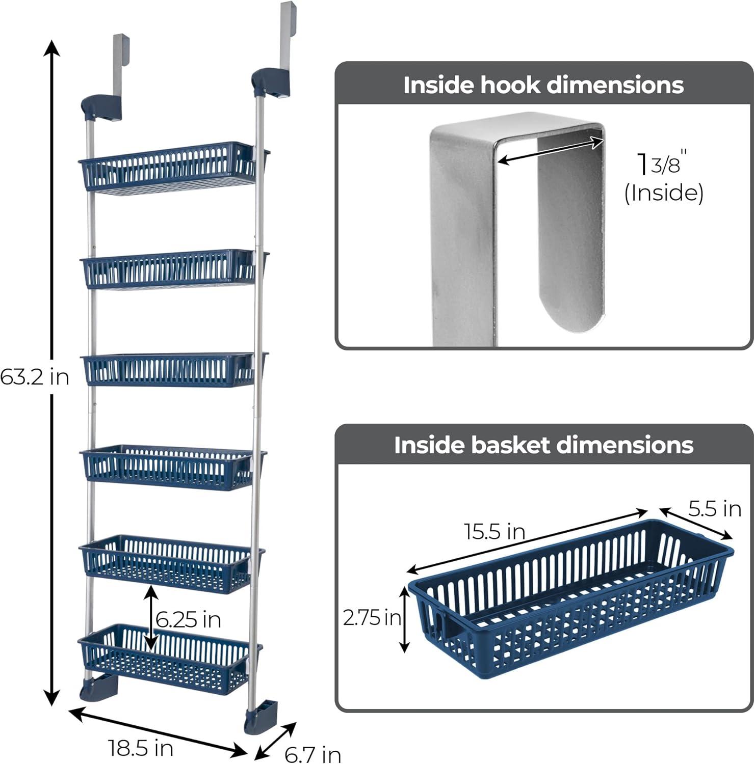 Smart Design 6-Tier Over the Door Pantry Organizer Blue