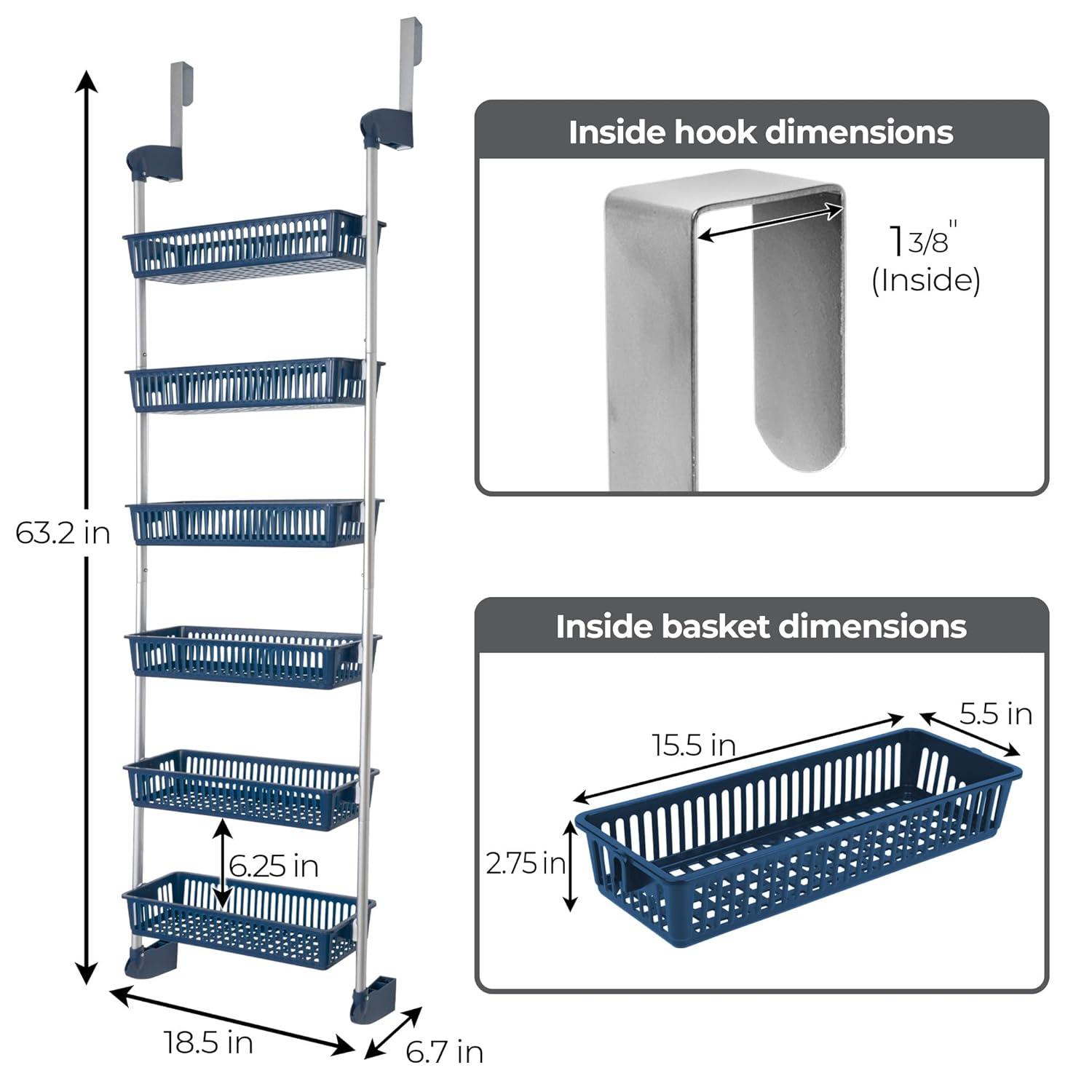 Smart Design 6-Tier Over the Door Pantry Organizer Blue