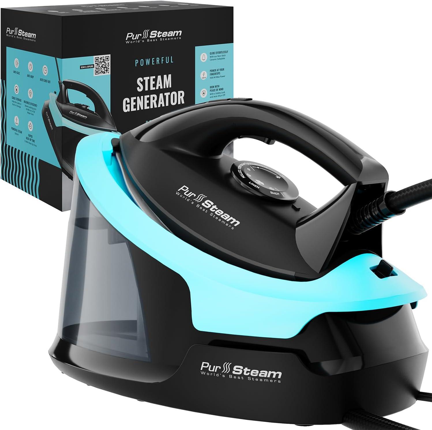 PurSteam Steam Station Max Professional Steam Iron for Clothes with Ceramic Soleplate