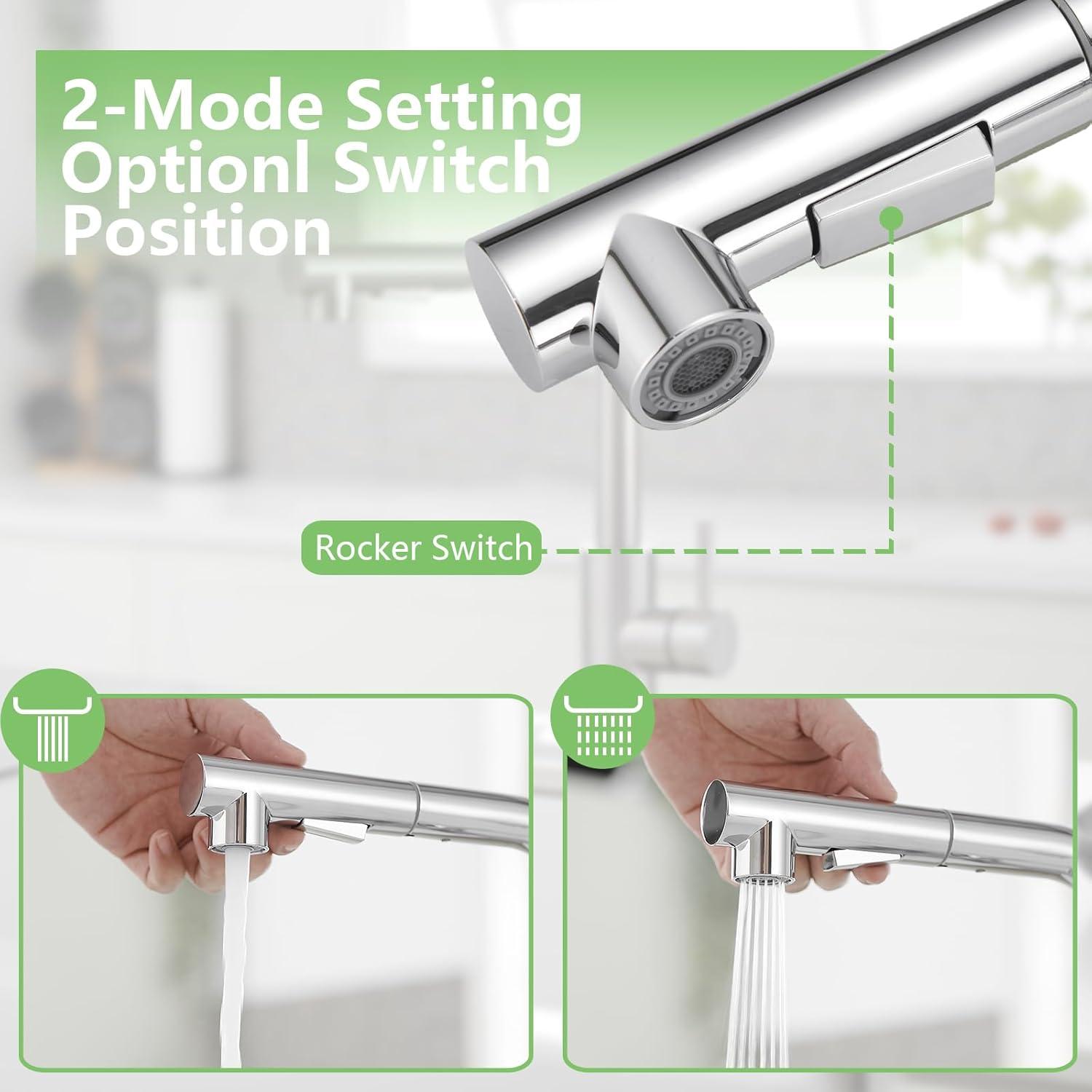 Polished Chrome Single Handle Pull-Out Spray Kitchen Faucet