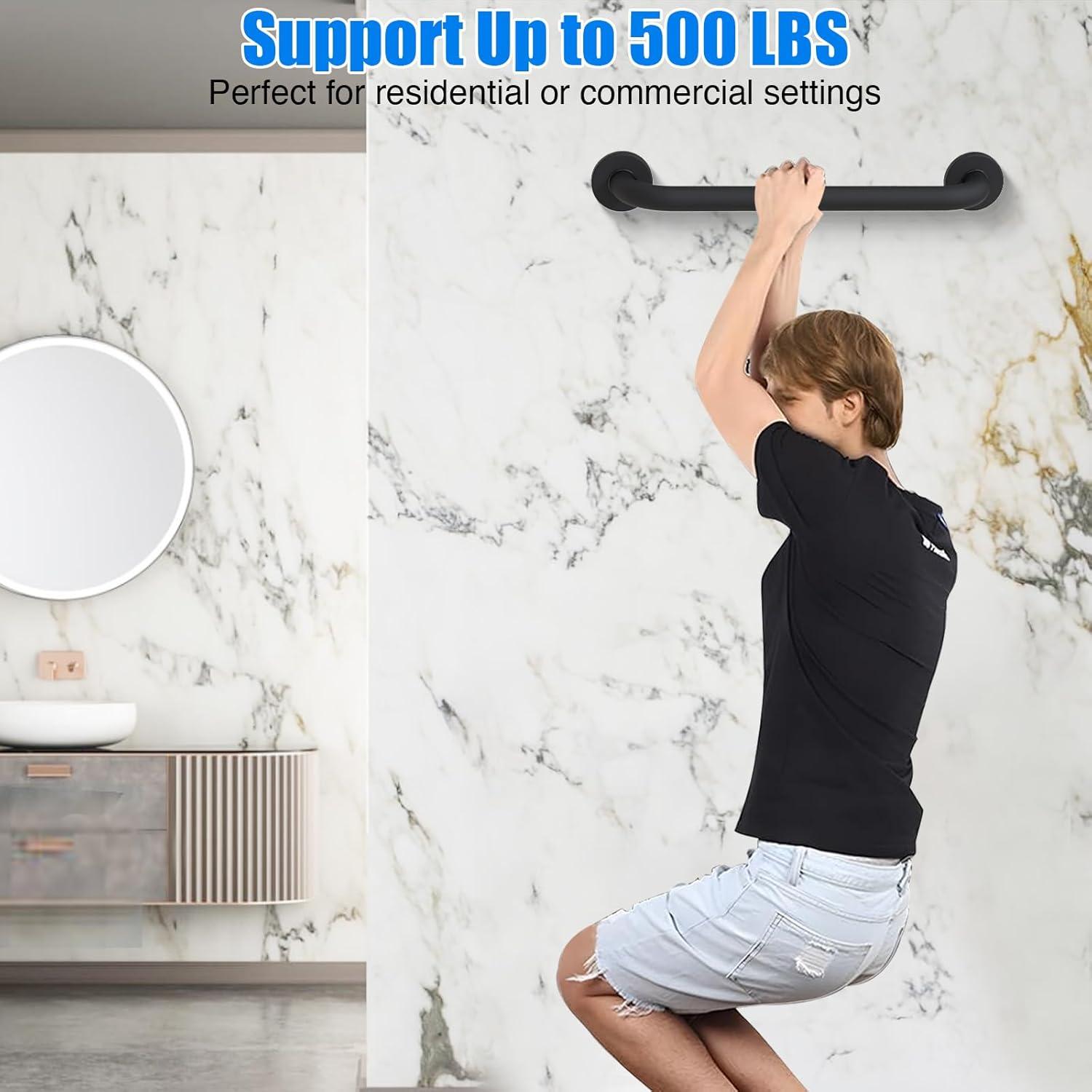 18” Shower Handle Smooth Grip | 304 Stainless Steel Bathroom Grab Bars For Seniors | Handicap Grab Bars Oil Rubbed Bronze | ADA Shower Bars Safety For Elderly | Grab Bars For Bathtubs And Showers